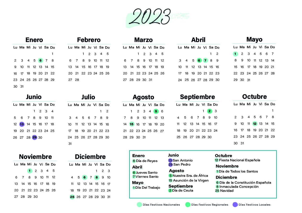 Calendario laboral Ceuta 2023
