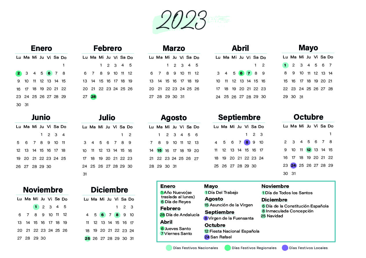 Calendario laboral Córdoba 2023