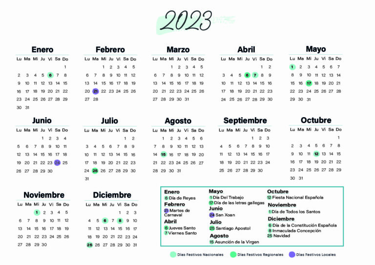 Calendario laboral Coruña 2023