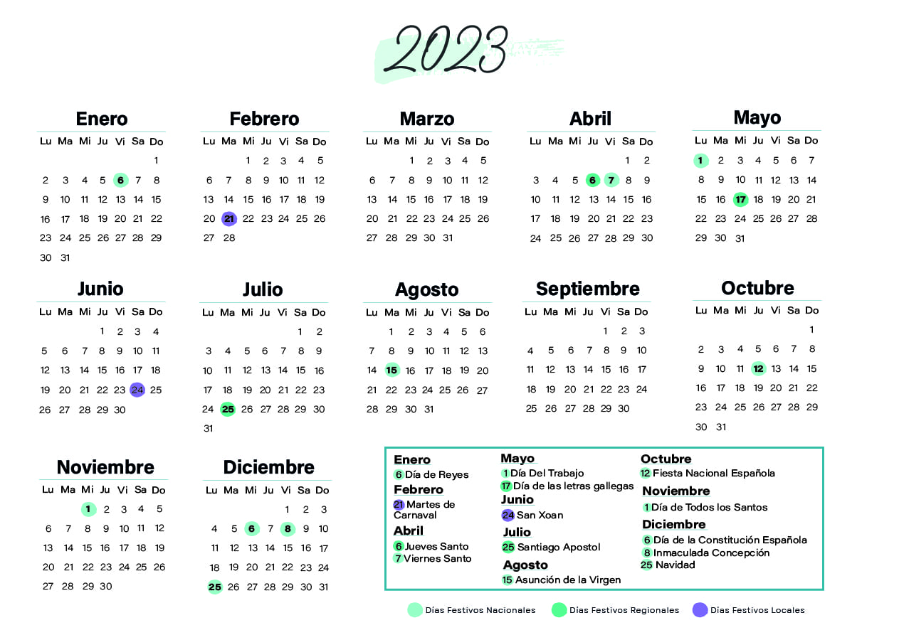 Calendario laboral A Coruña 2023