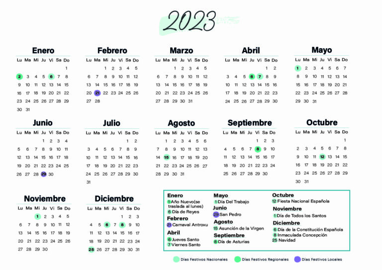 Calendario laboral Gijon 2023