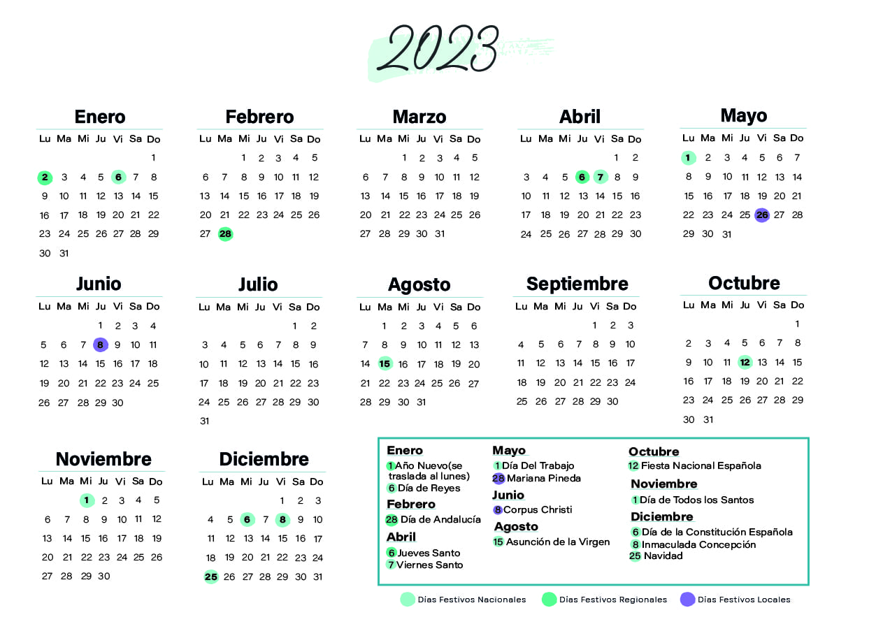 Calendario laboral Granada 2023
