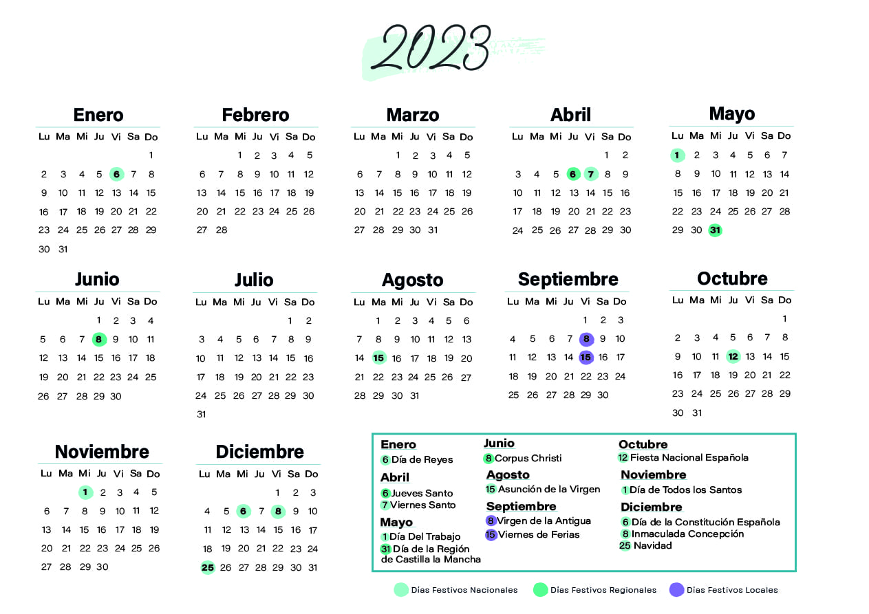 Calendario laboral Guadalajara 2023