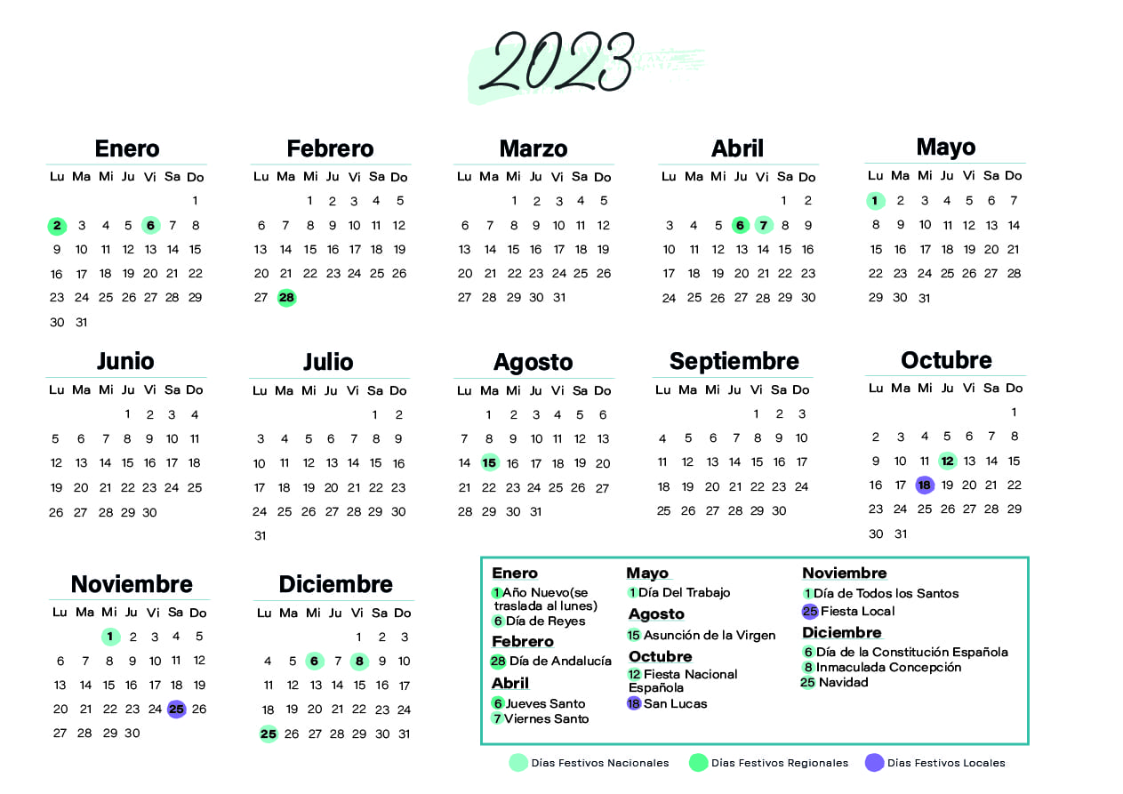 Calendario laboral Jaén 2023