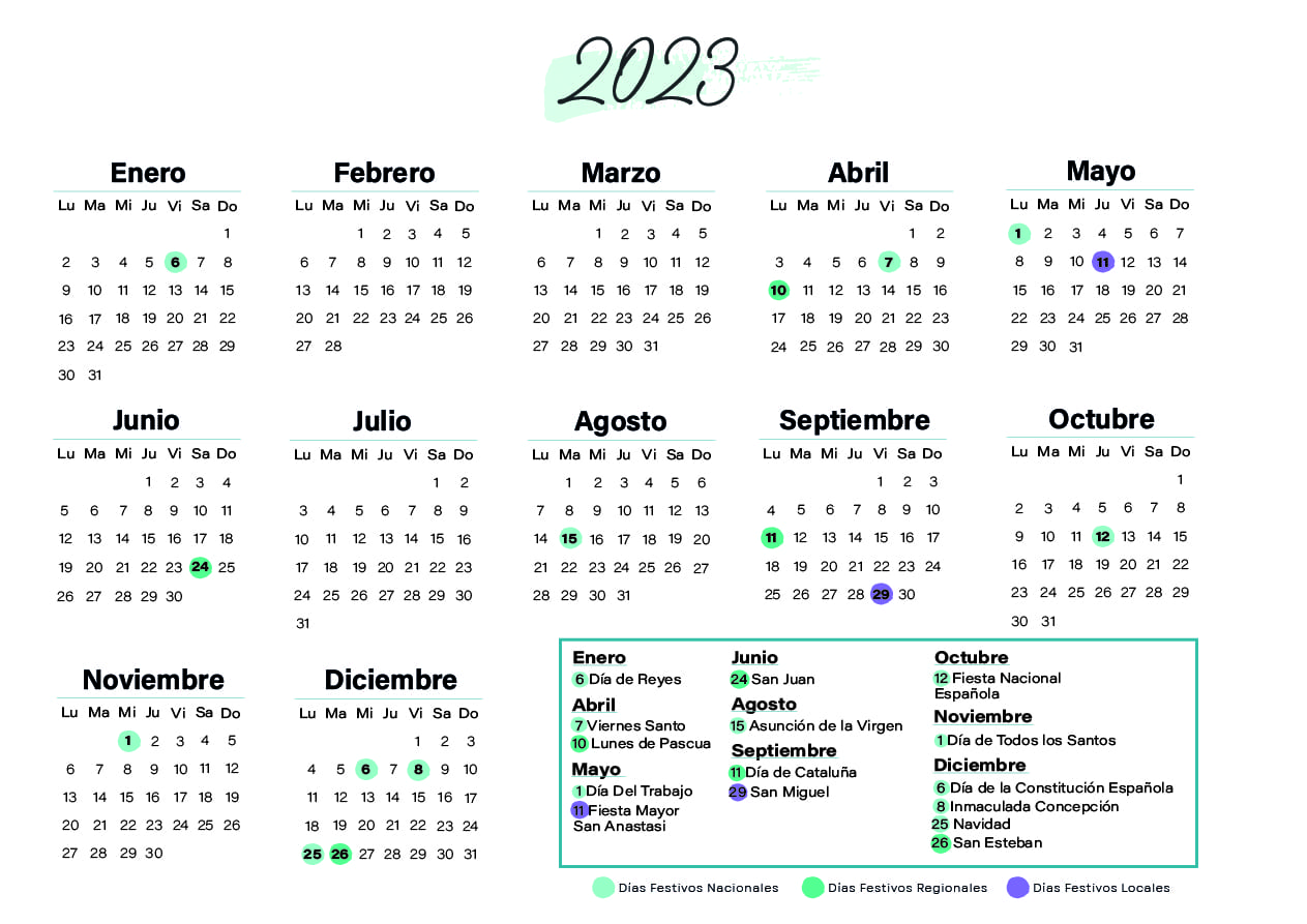 Calendario laboral Lleida 2023