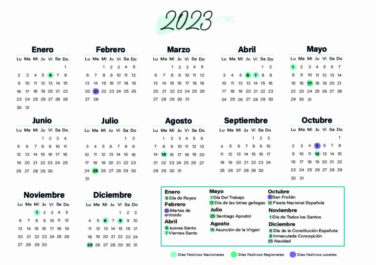 Calendario laboral Lugo 2023