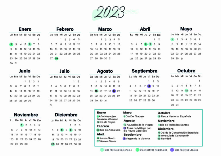 Calendario laboral Málaga 2023