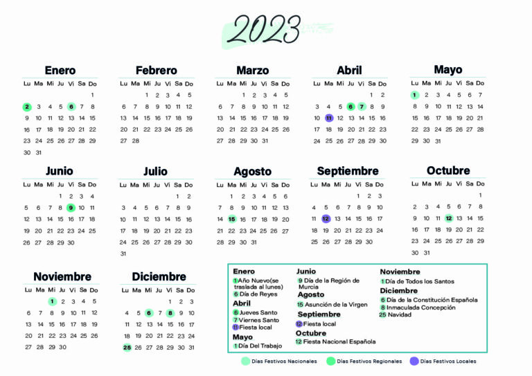 Calendario laboral Murcia 2023