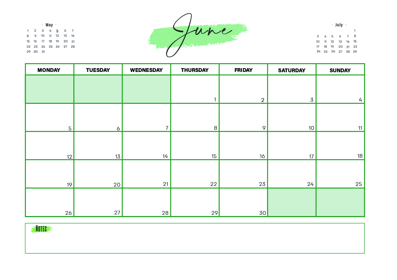 June 2023 Calendar printable