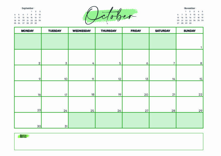 October 2023 Calendar printable