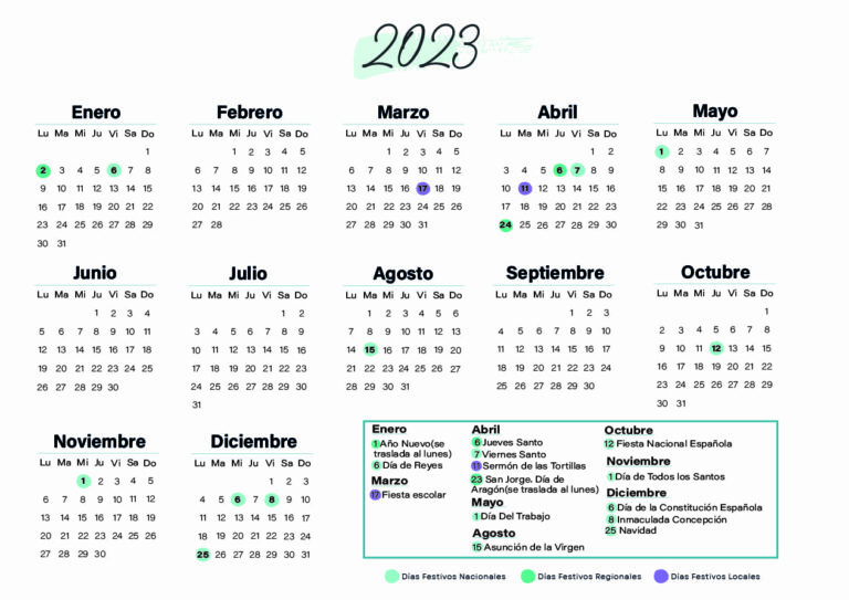 Calendario laboral Teruel 2023