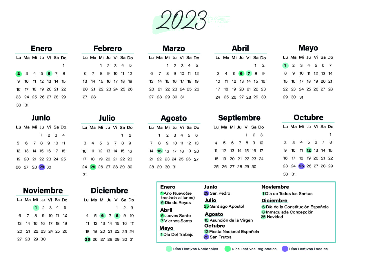 Calendario laboral Segovia 2023