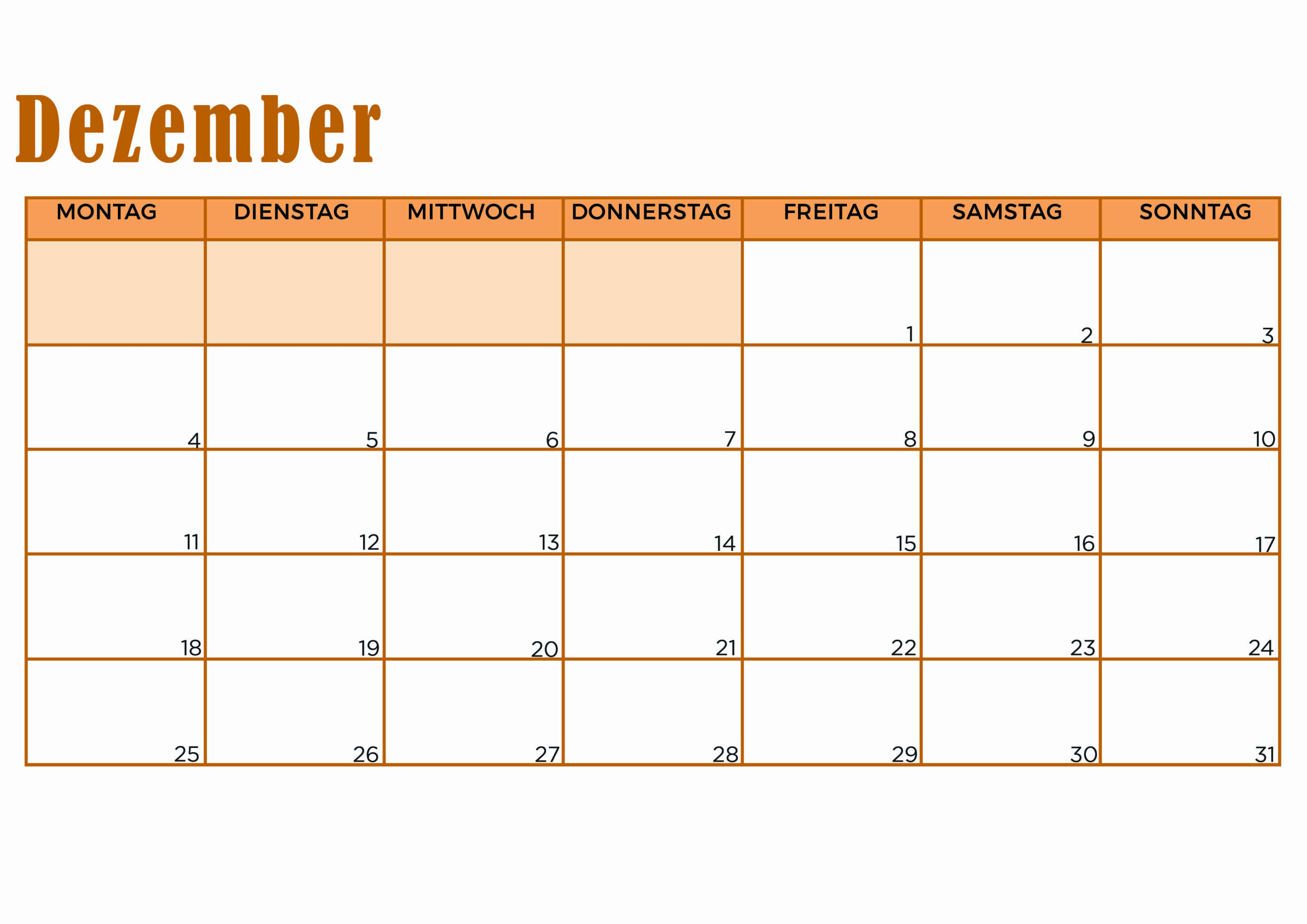 Kalender für Dezember 2023 - Modell 10  von Globalendar