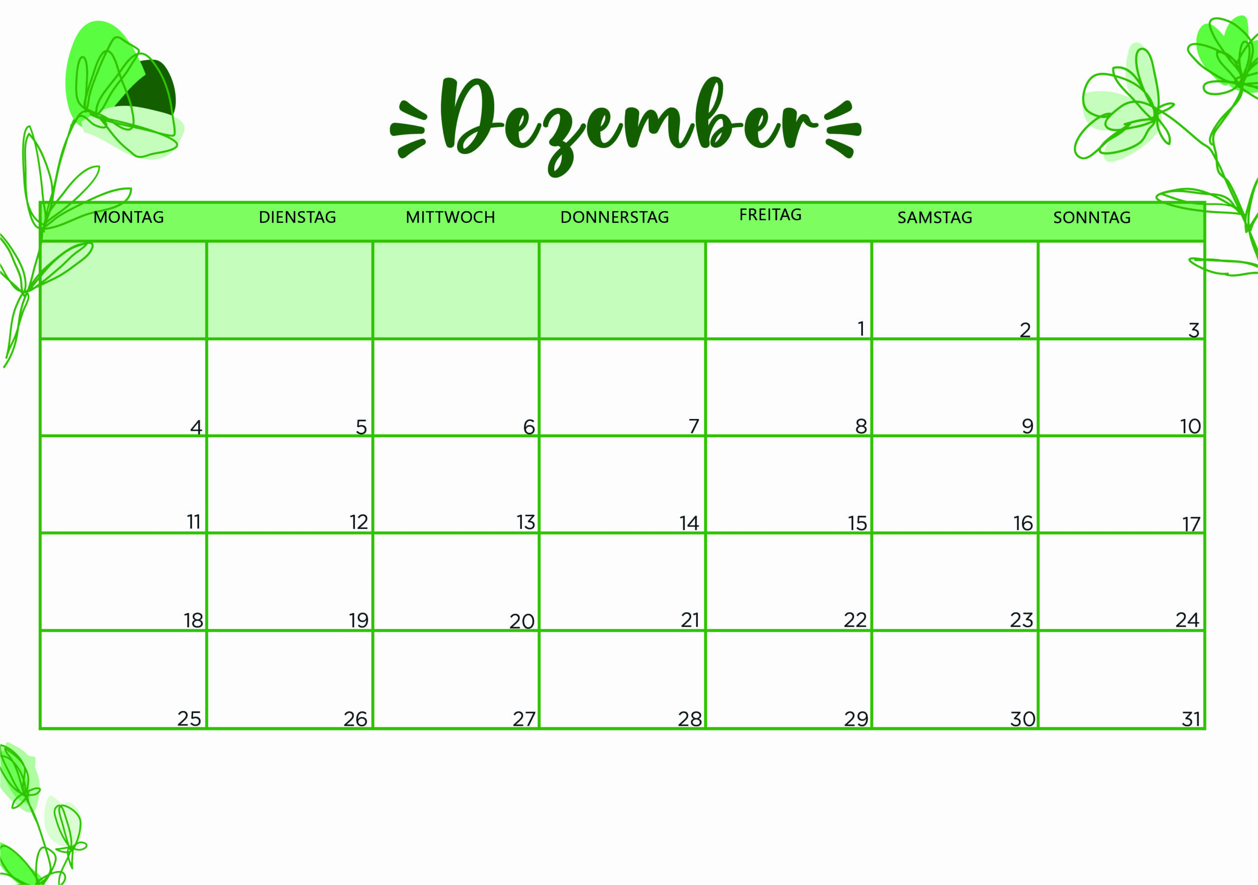 Kalender für Dezember 2023 - Modell 2 von Globalendar