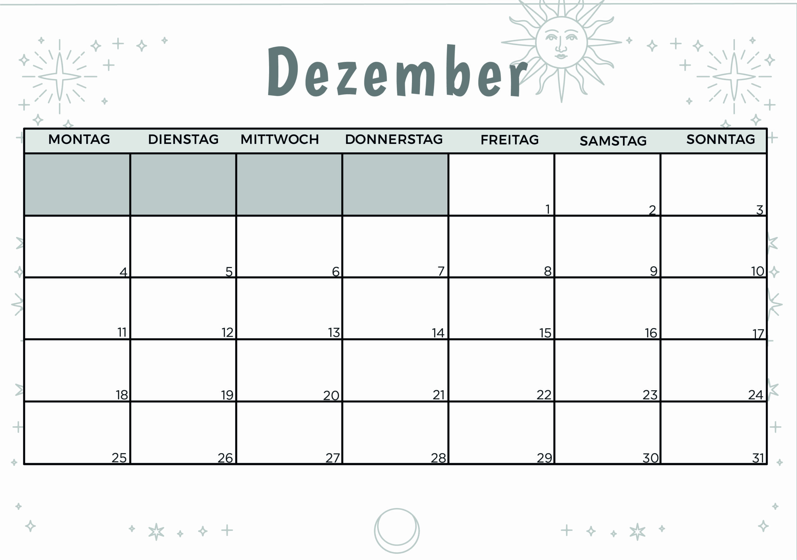 Kalender für Dezember 2023 - Modell 4  von Globalendar