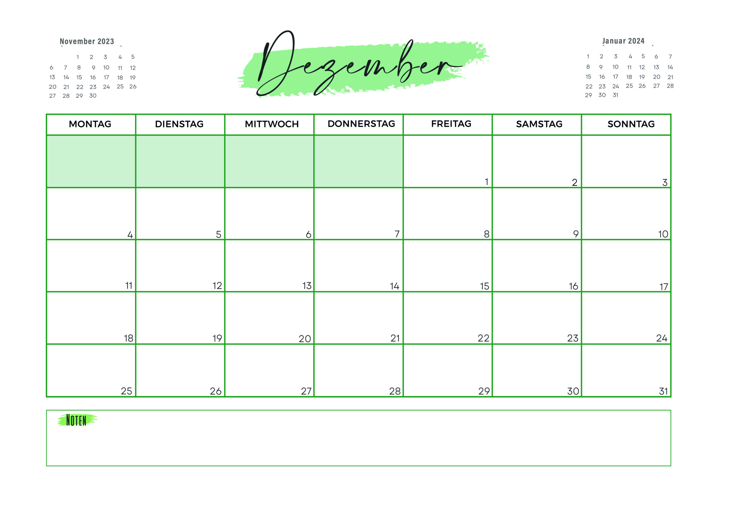 Kalender für Dezember 2023 - Modell 9  von Globalendar