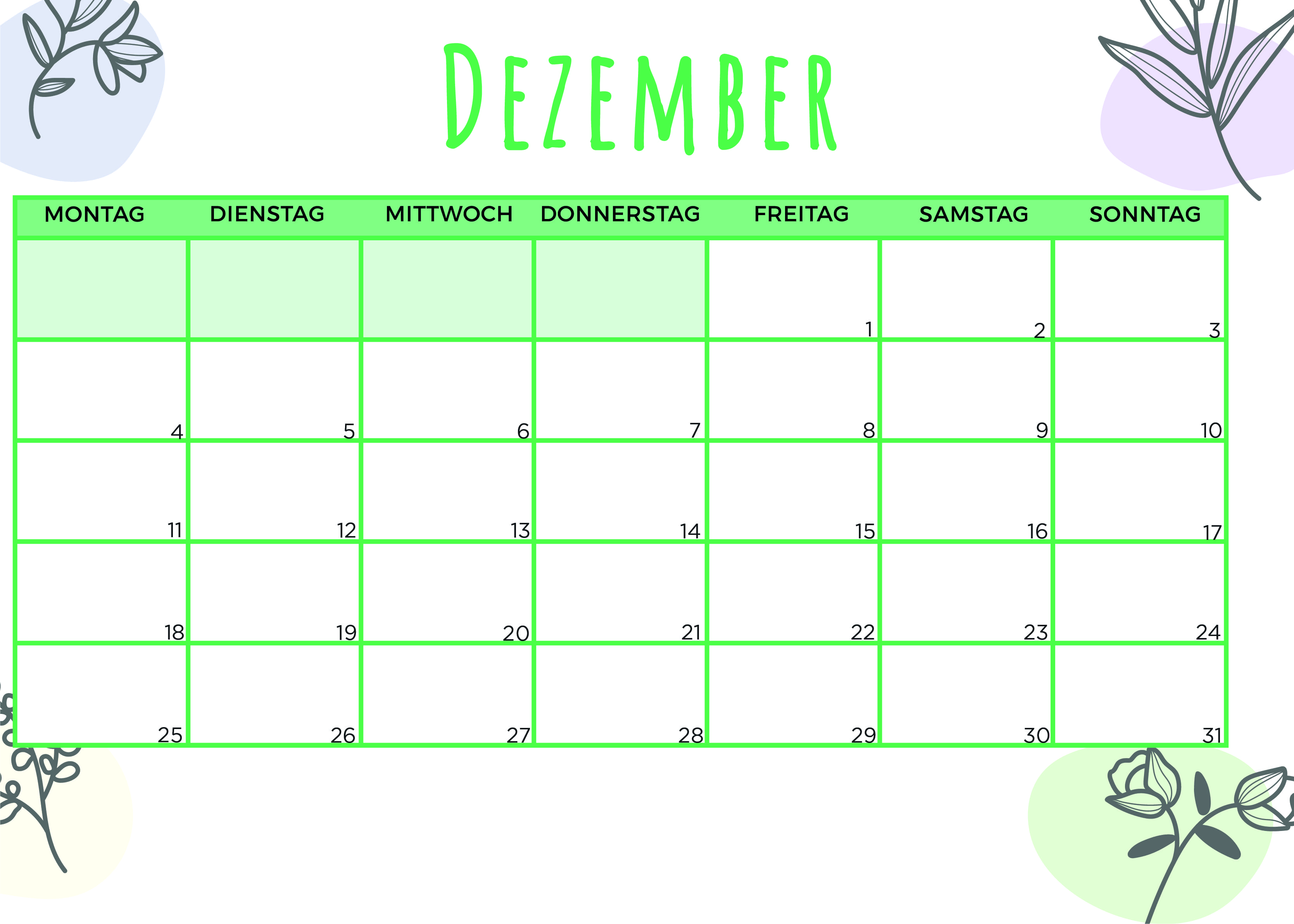 Kalender für Dezember 2023 - Modell 6  von Globalendar