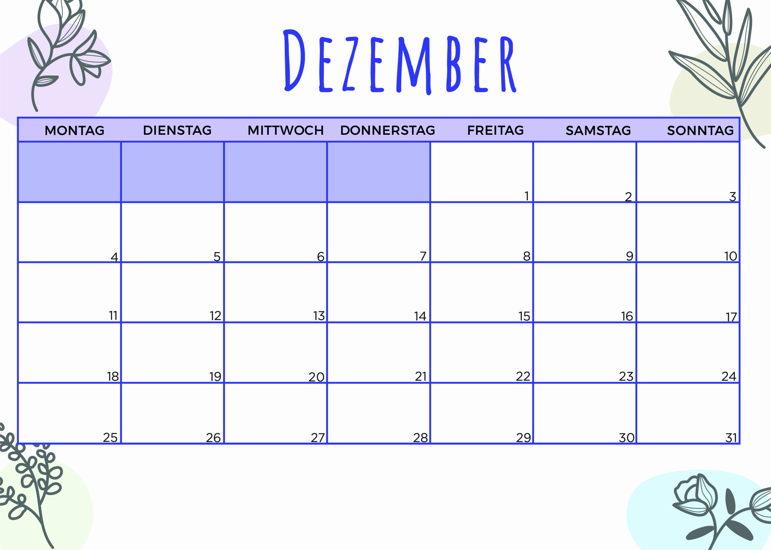 Kalender für Dezember 2023 - Modell 6  von Globalendar