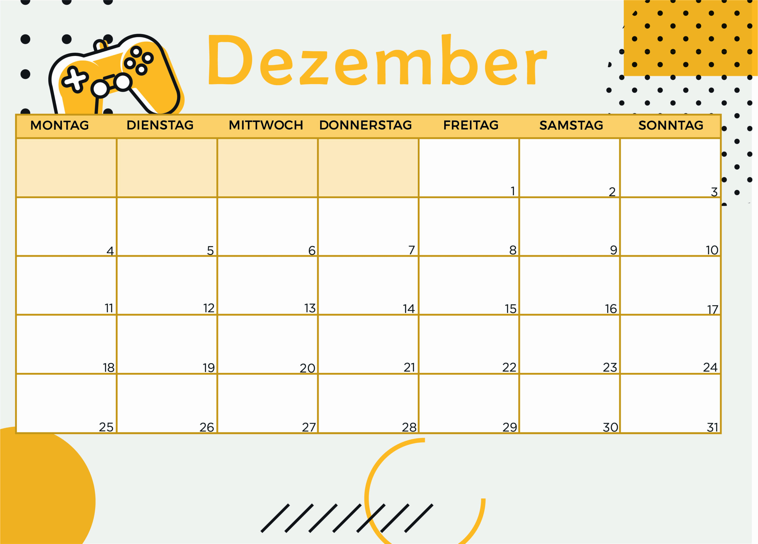 Kalender für Dezember 2023 - Modell 7  von Globalendar