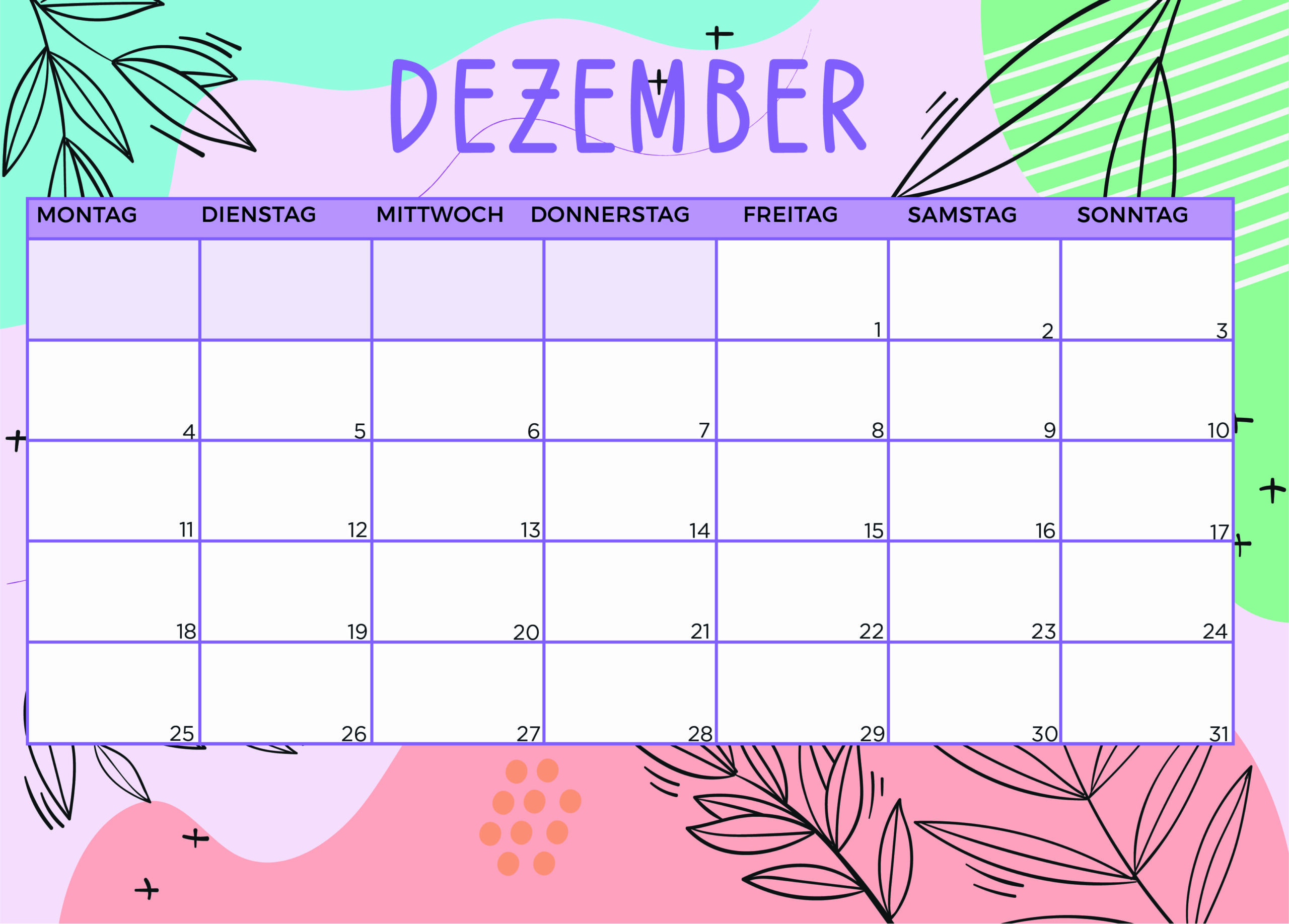 Kalender für Dezember 2023 - Modell 8  von Globalendar