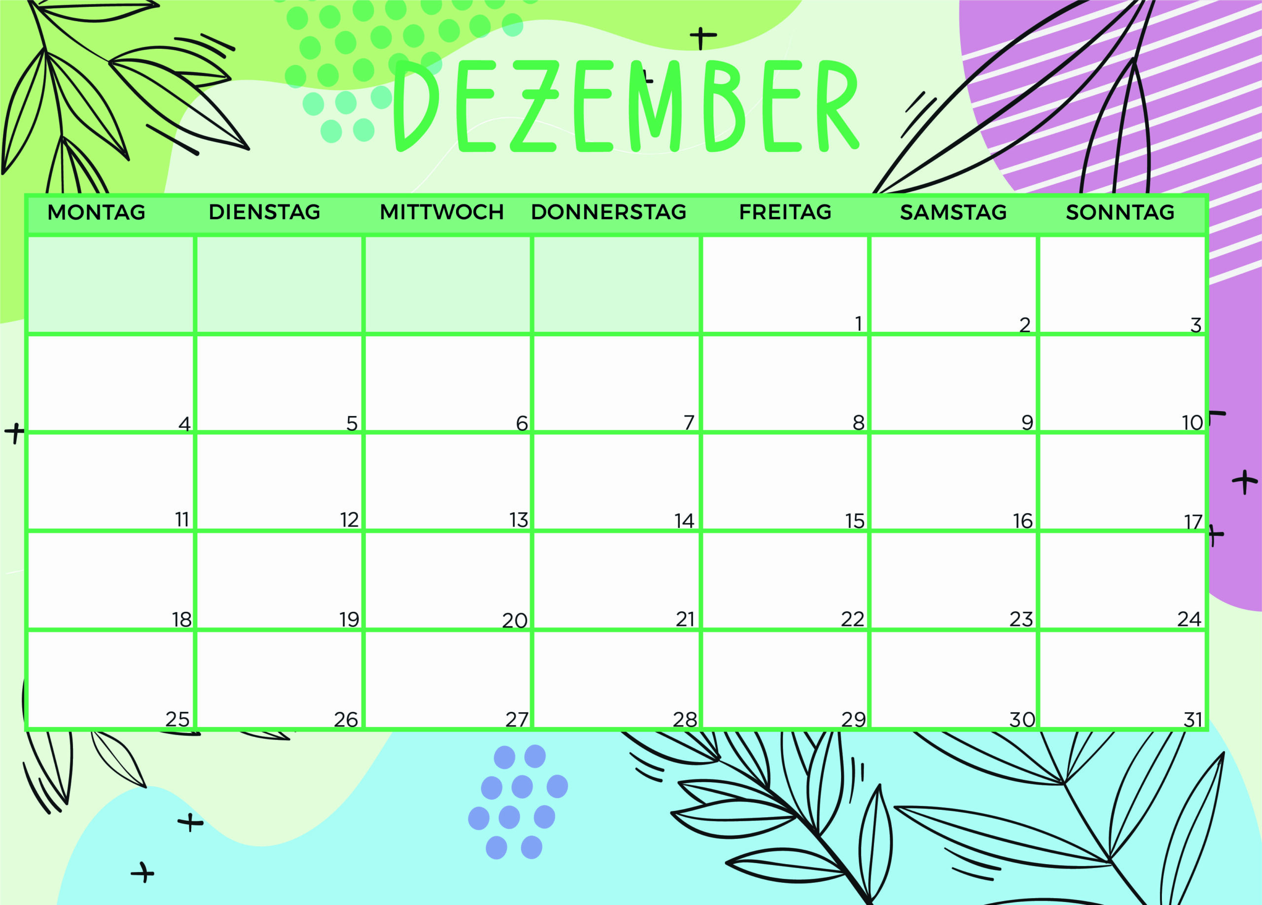 Kalender für Dezember 2023 - Modell 8  von Globalendar
