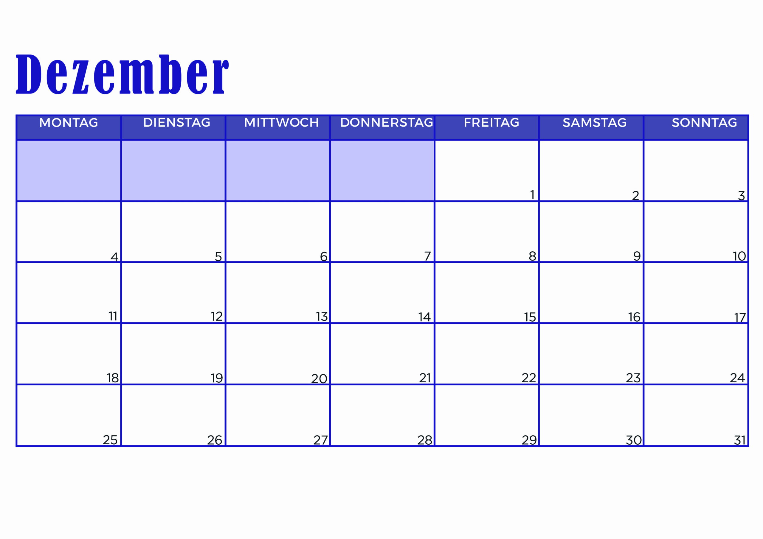 Kalender für Dezember 2023 - Modell 10  von Globalendar