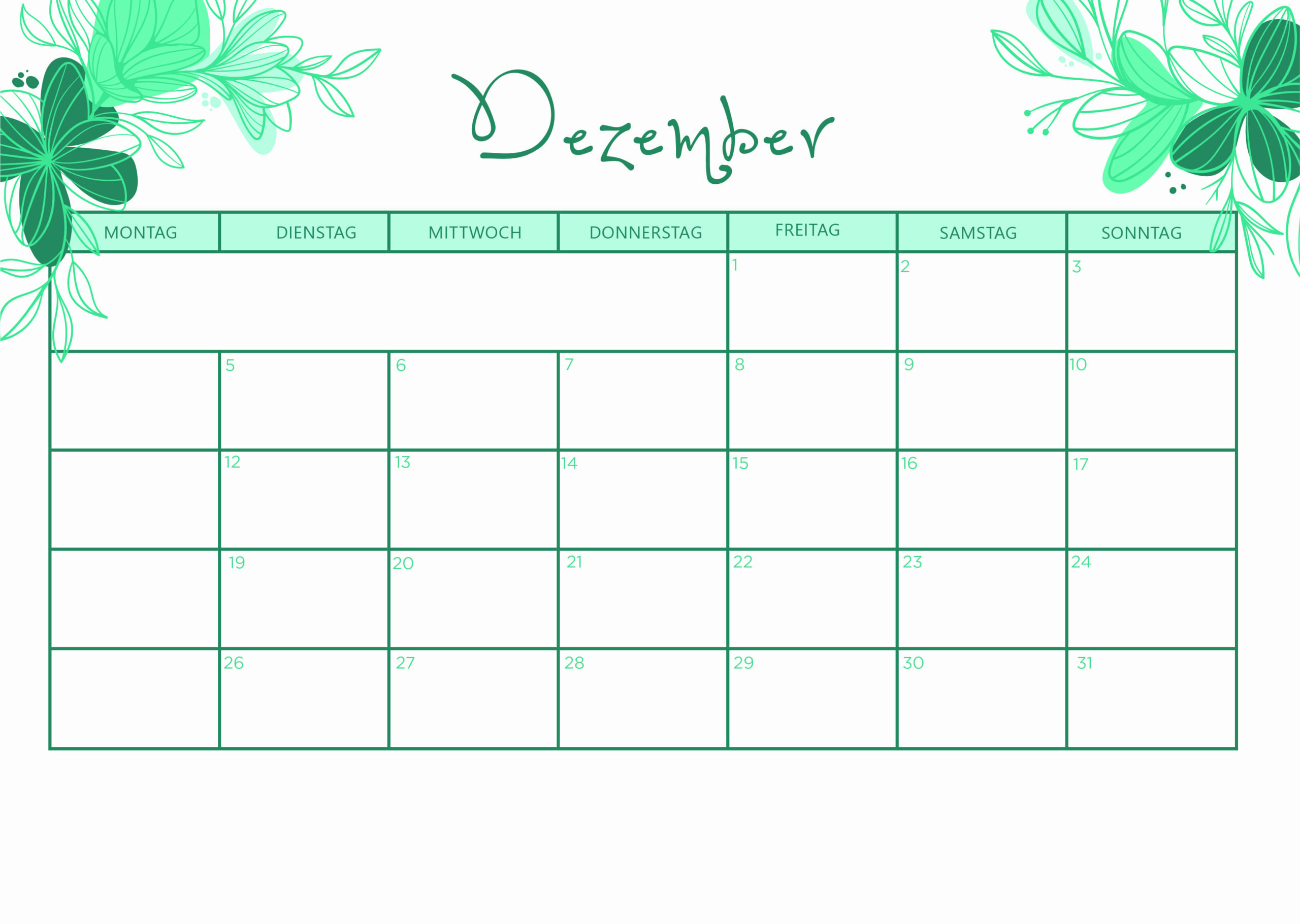 Kalender für Dezember 2023 - Modell 1 von Globalendar