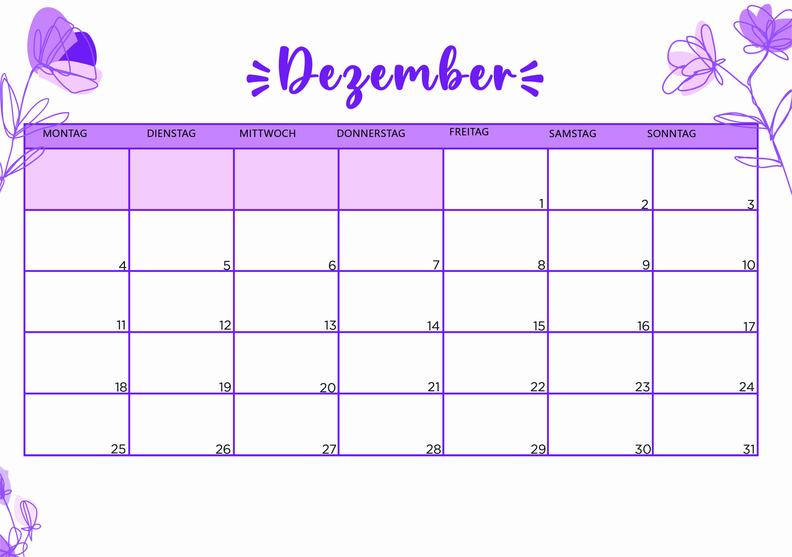Kalender für Dezember 2023 - Modell 2 von Globalendar