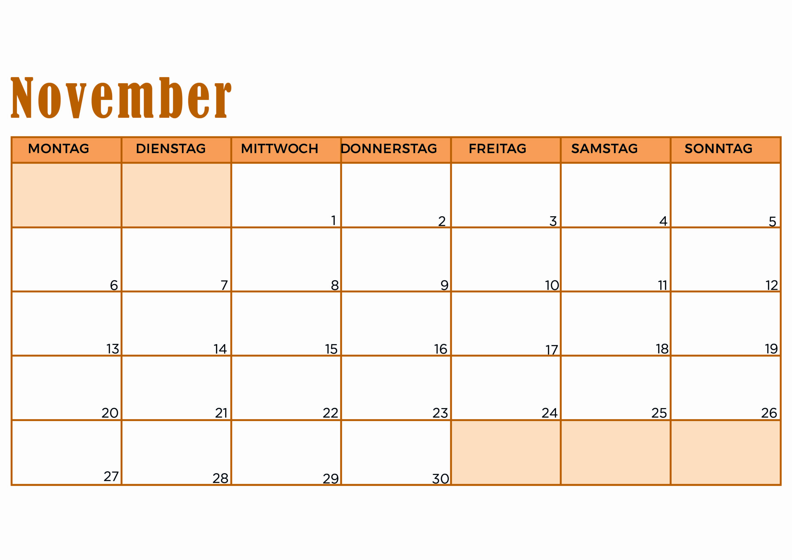 Kalender für November 2023 - Modell 10 von Globalendar