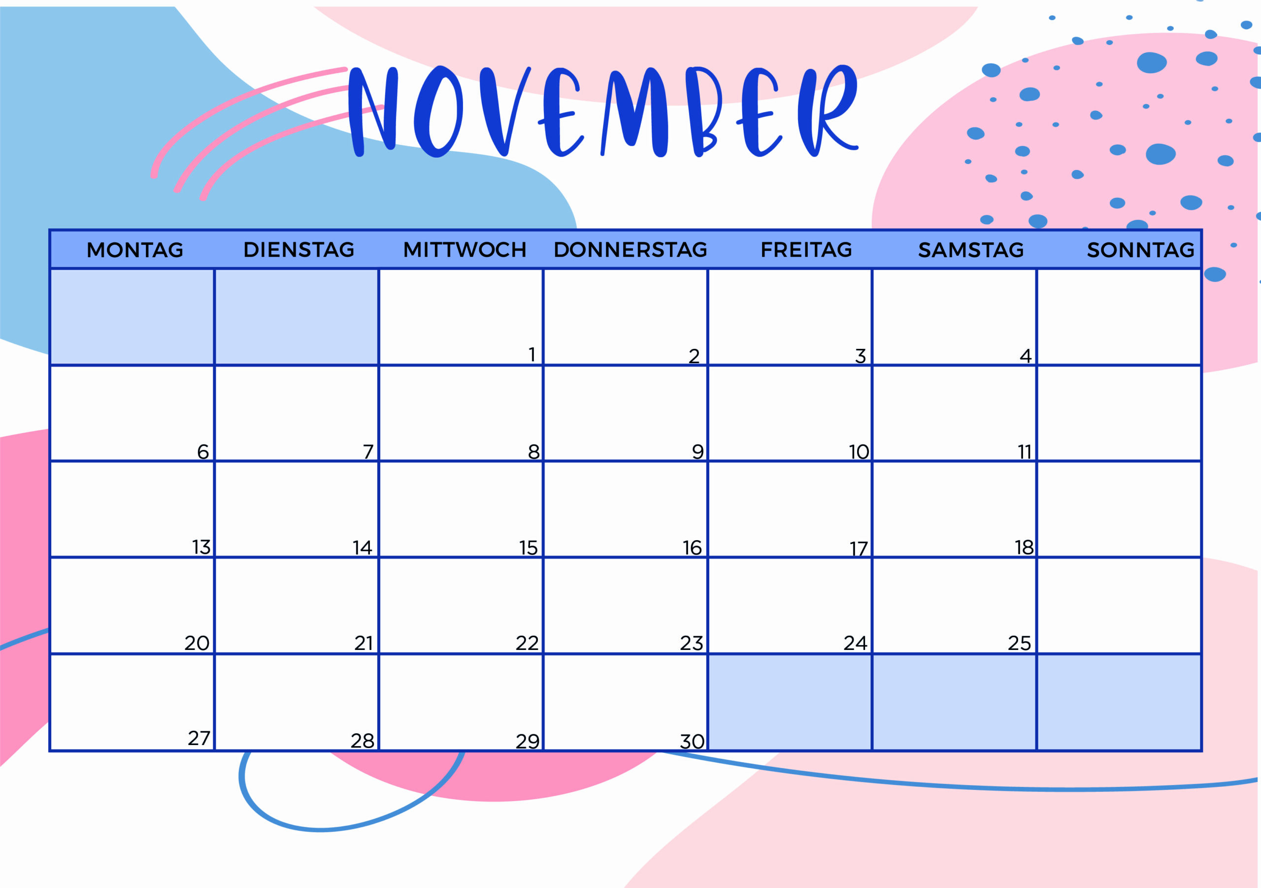 Kalender für November 2023 - Modell 5 von Globalendar