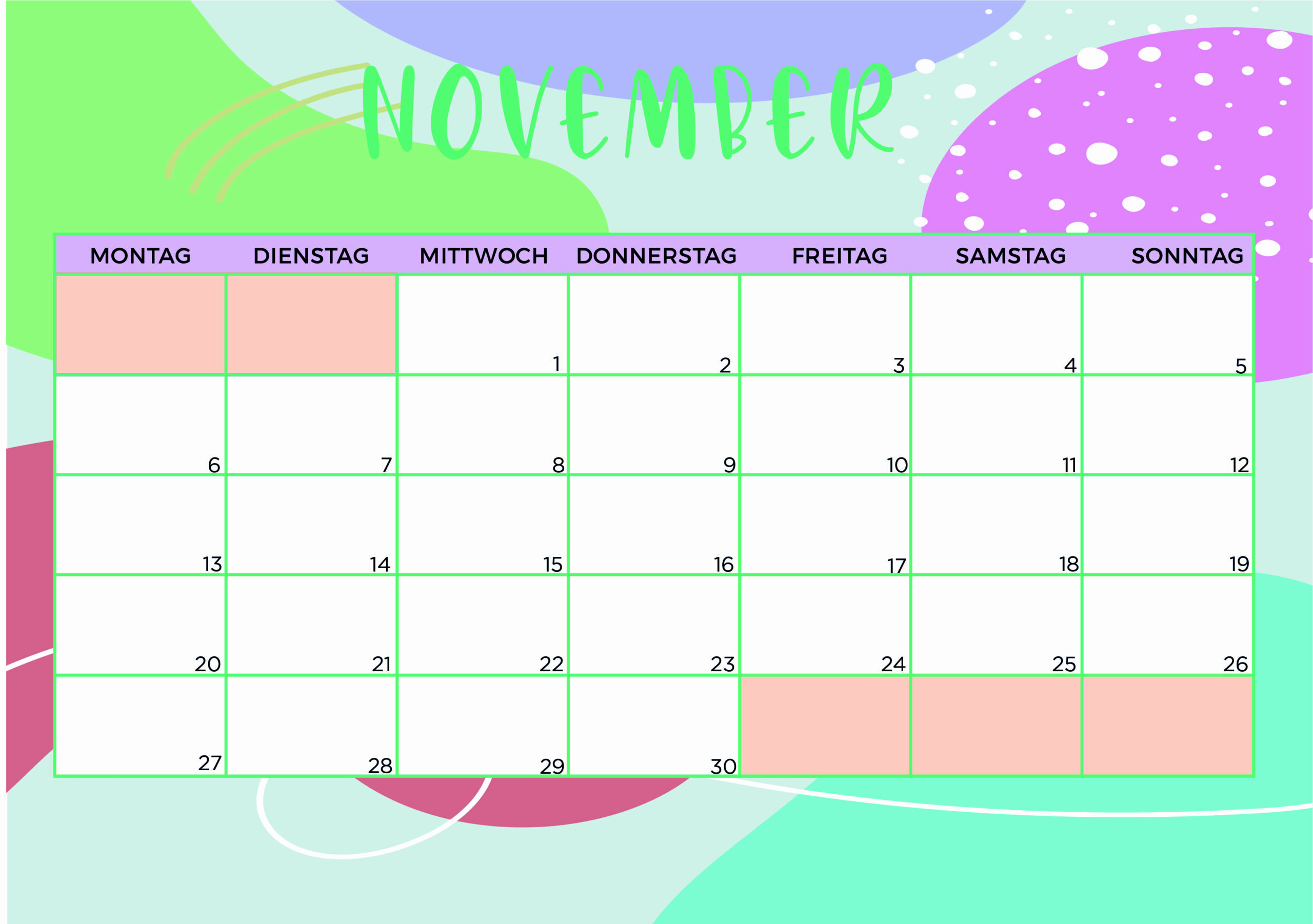 Kalender für November 2023 - Modell 5 von Globalendar