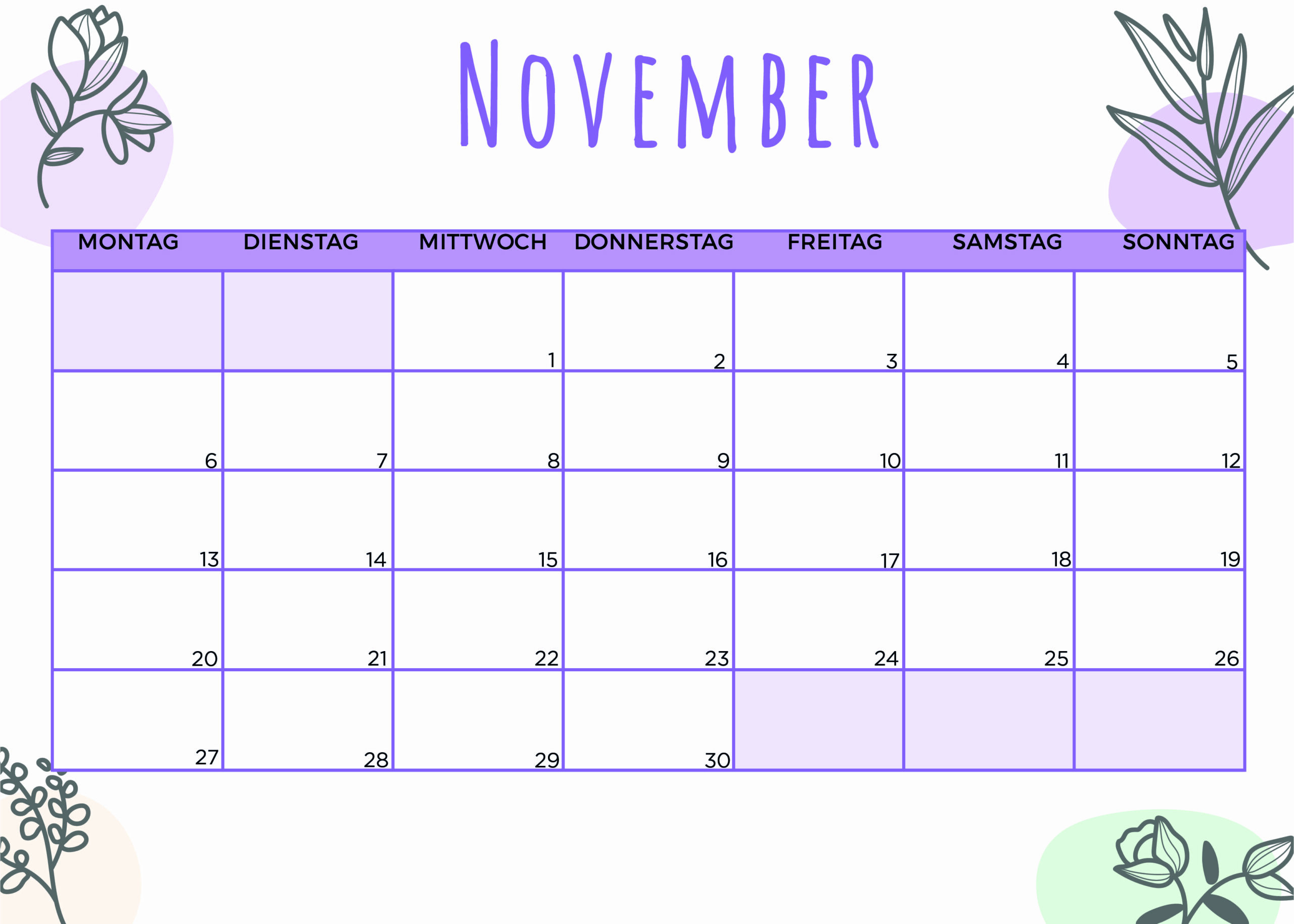 Kalender für November 2023 - Modell 6 von Globalendar