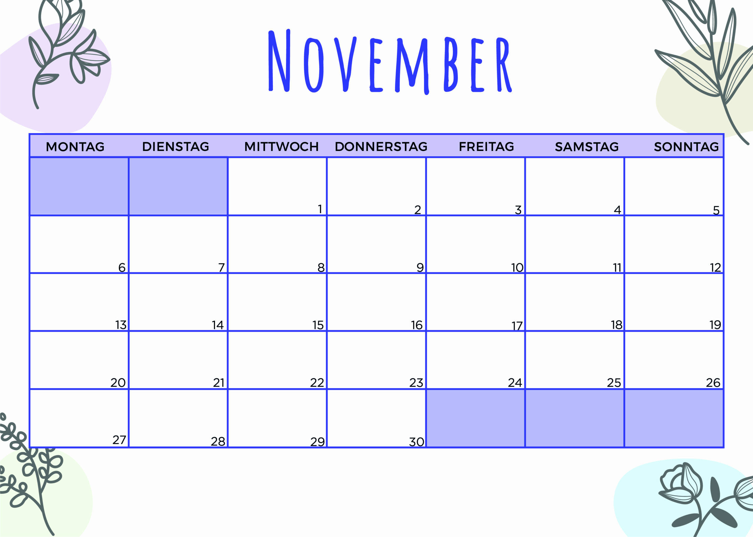 Kalender für November 2023 - Modell 6 von Globalendar