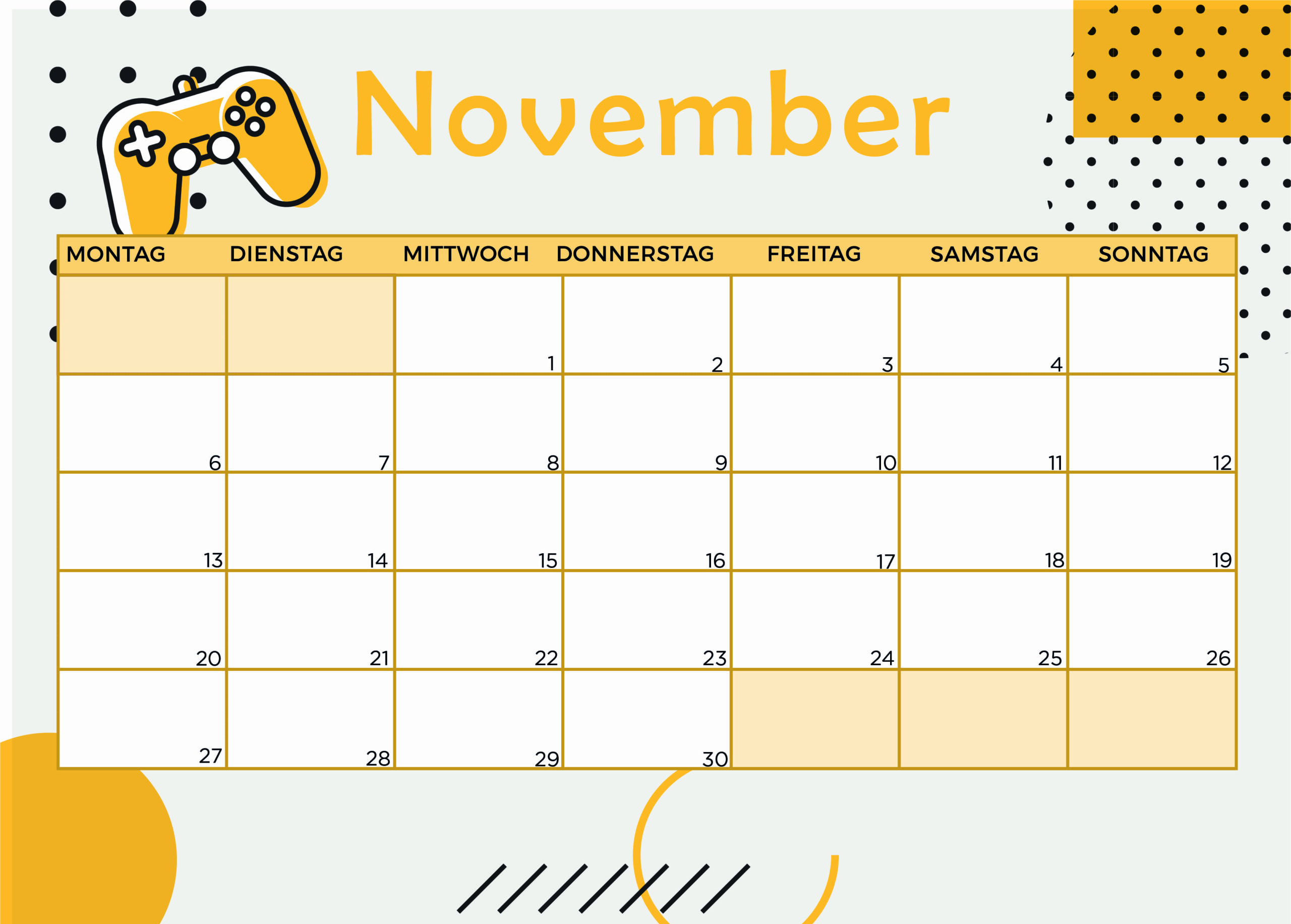 Kalender für November 2023 - Modell 7 von Globalendar