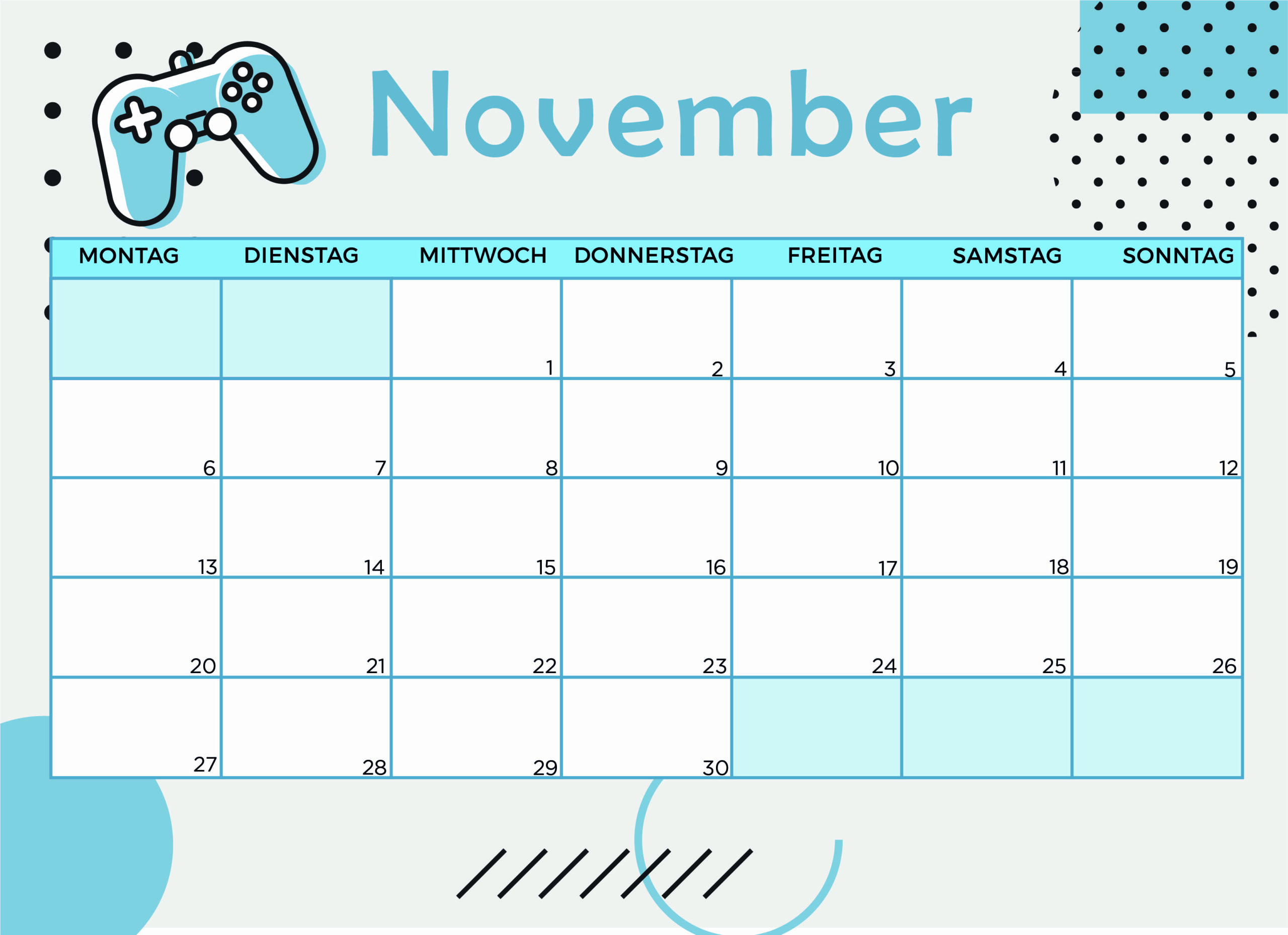 Kalender für November 2023 - Modell 7 von Globalendar