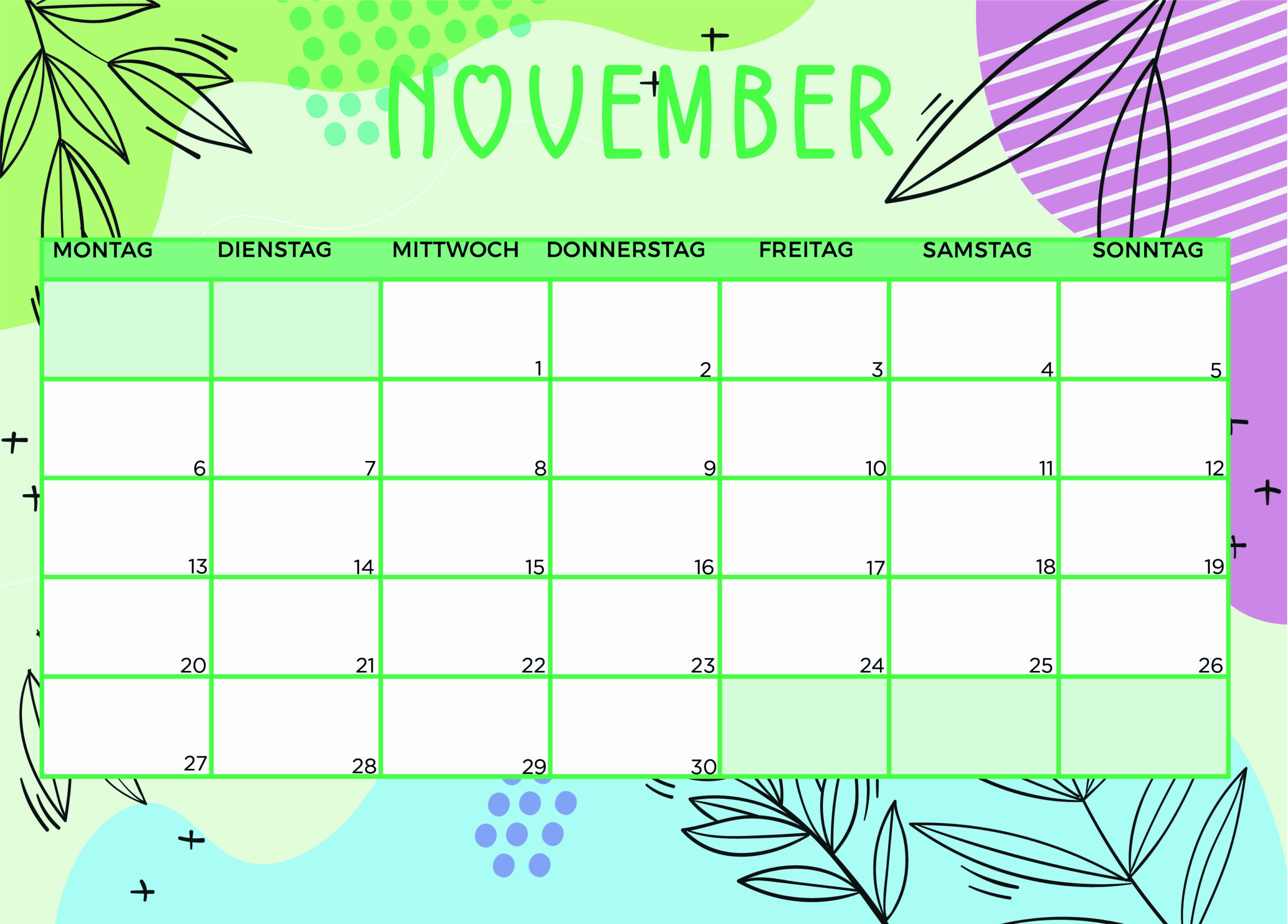 Kalender für November 2023 - Modell 8 von Globalendar