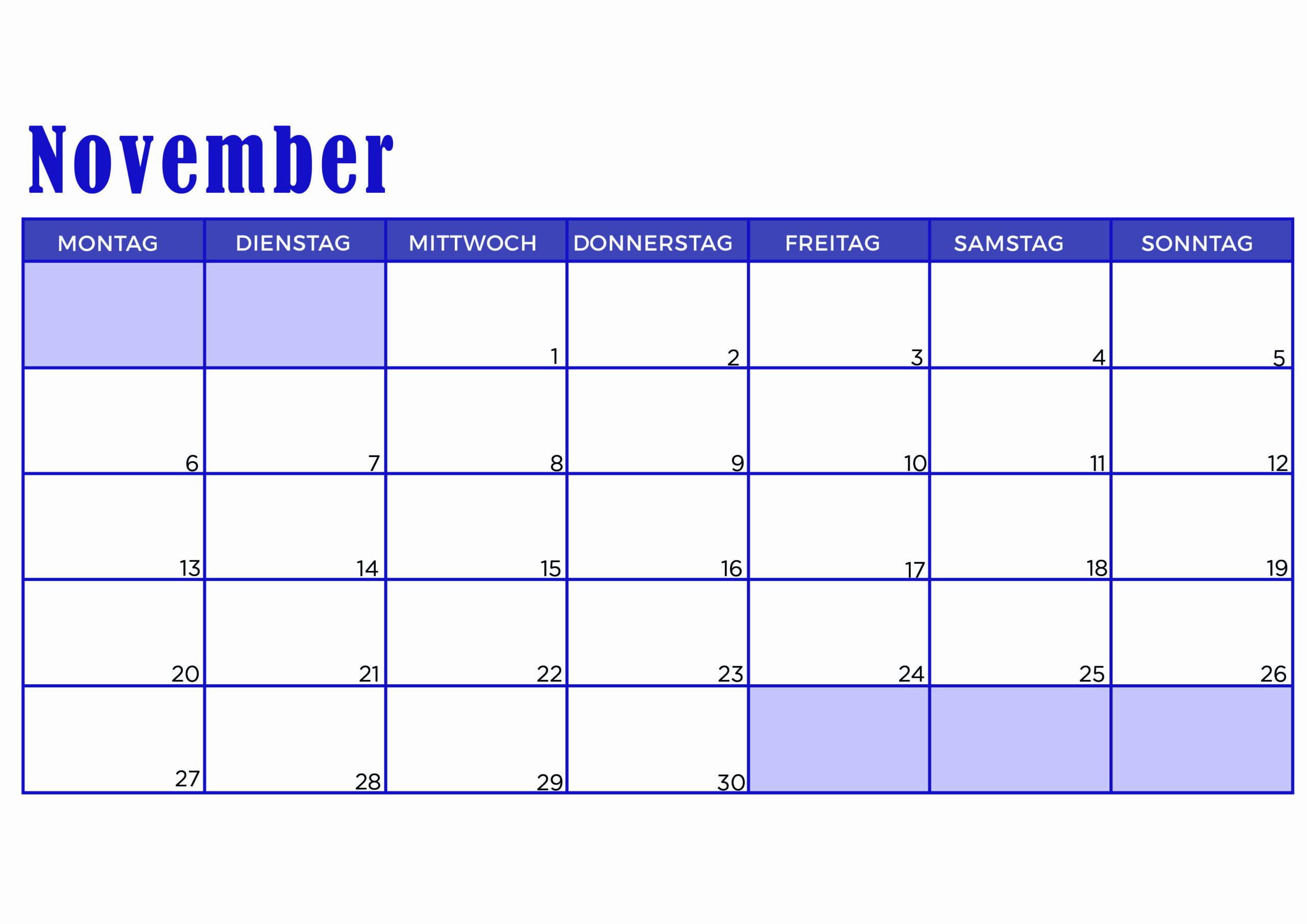 Kalender für November 2023 - Modell 10 von Globalendar