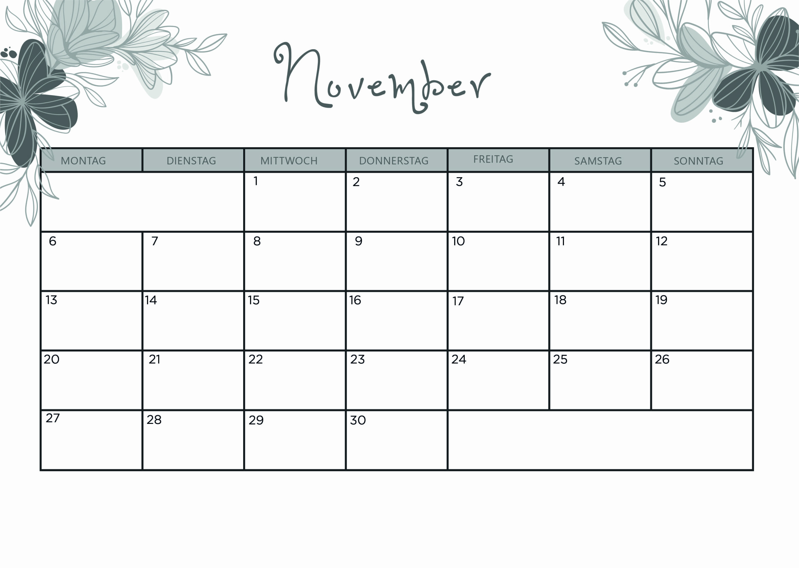Kalender für November 2023 - Modell 1 von Globalendar