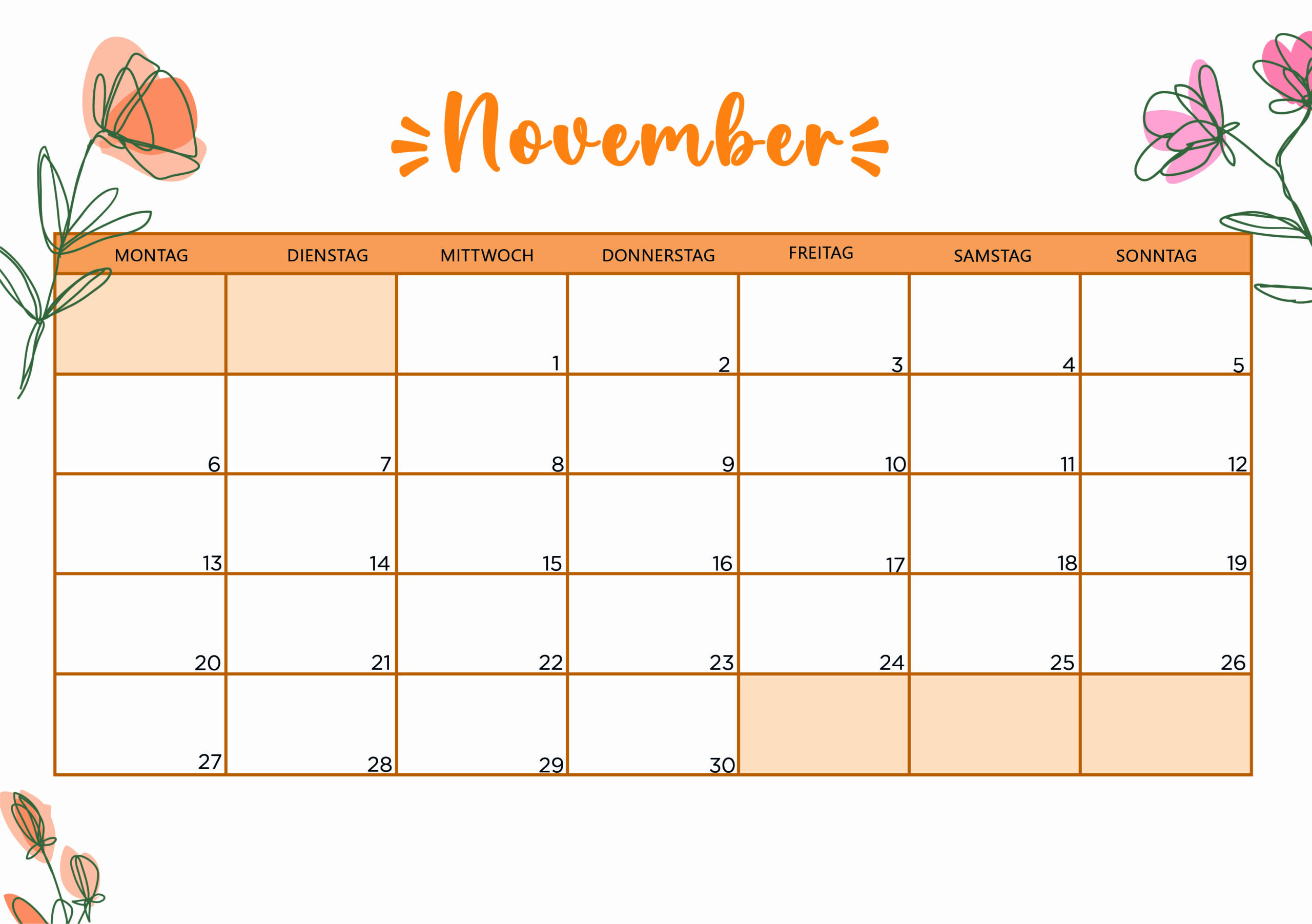 Kalender für November 2023 - Modell 2 von Globalendar