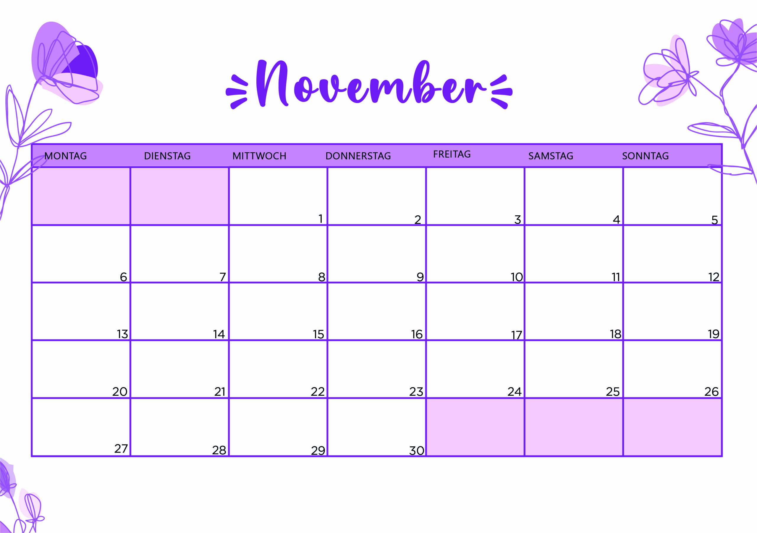 Kalender für November 2023 - Modell 2 von Globalendar