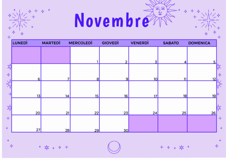 Calendario Novembre 2023 da stampare