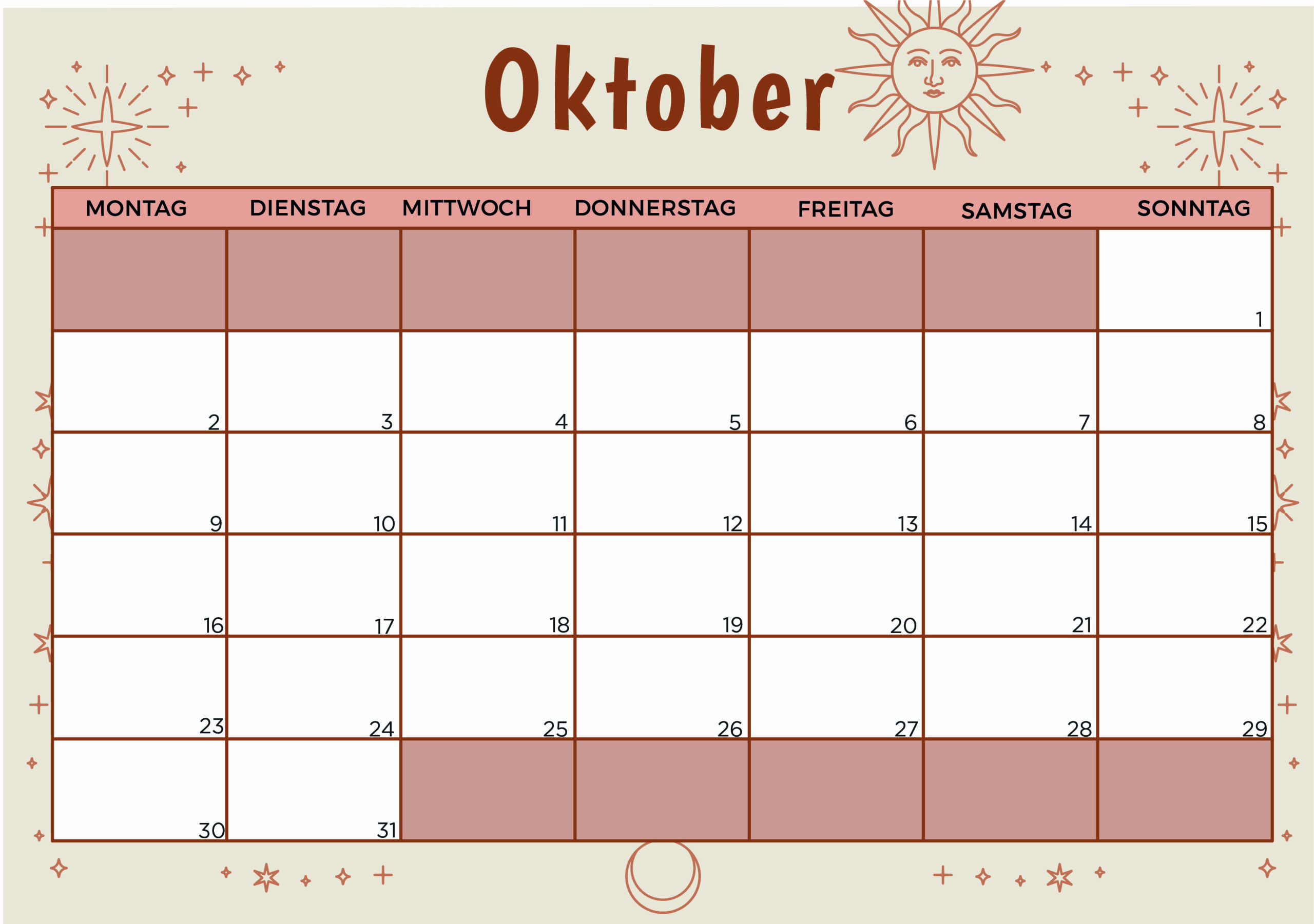 Kalender für Oktober 2023 - Modell 4 von Globalendar