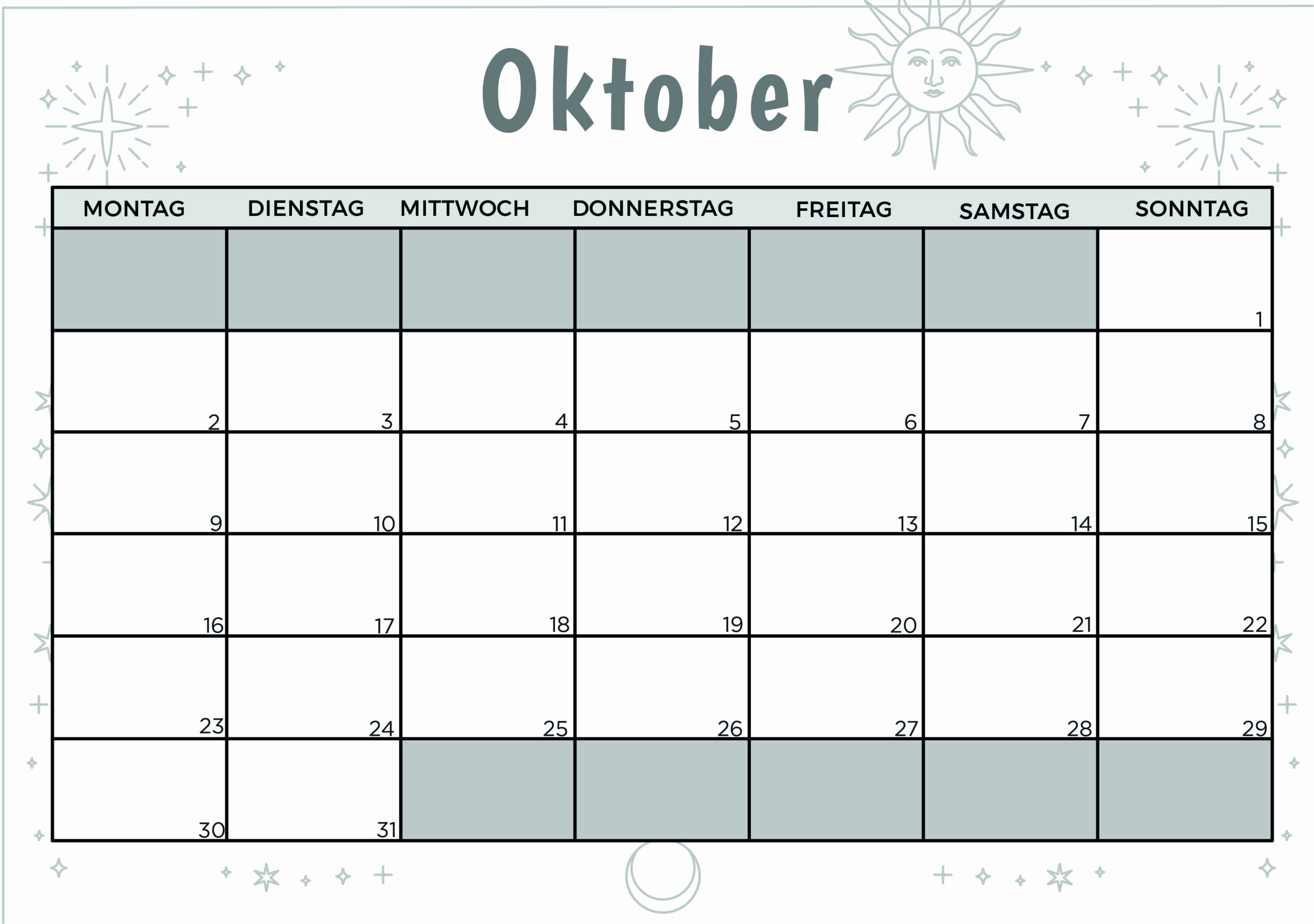 Kalender für Oktober 2023 - Modell 4 von Globalendar