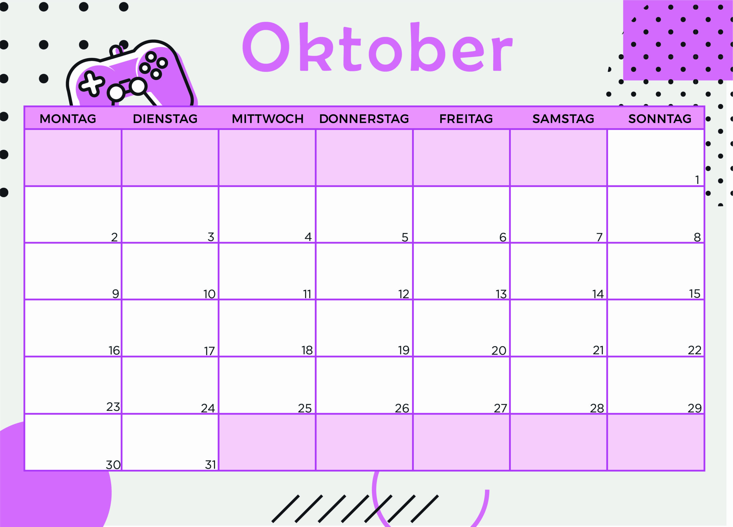 Kalender für Oktober 2023 - Modell 7 von Globalendar