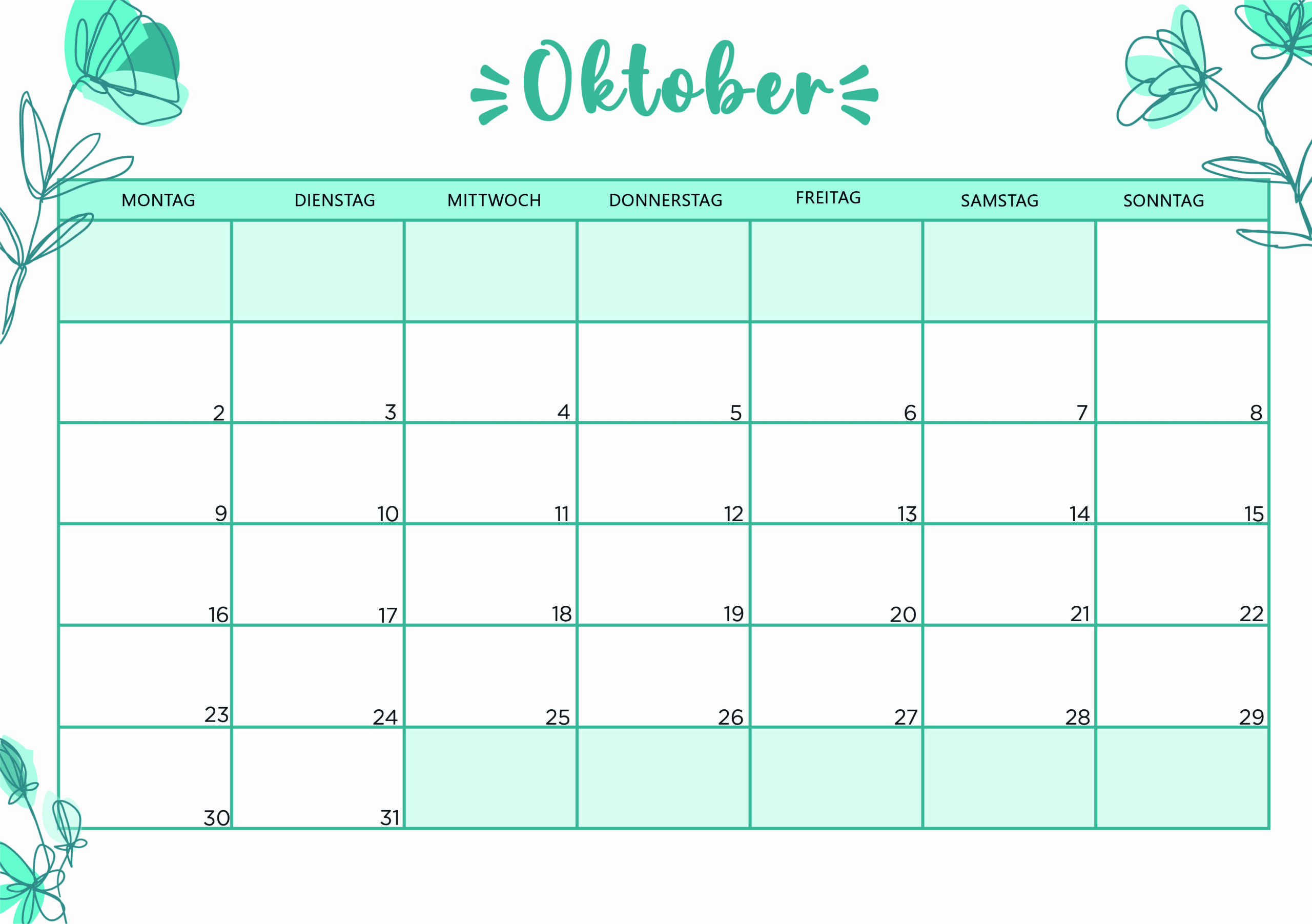 Kalender für Oktober 2023 - Modell 2 von Globalendar