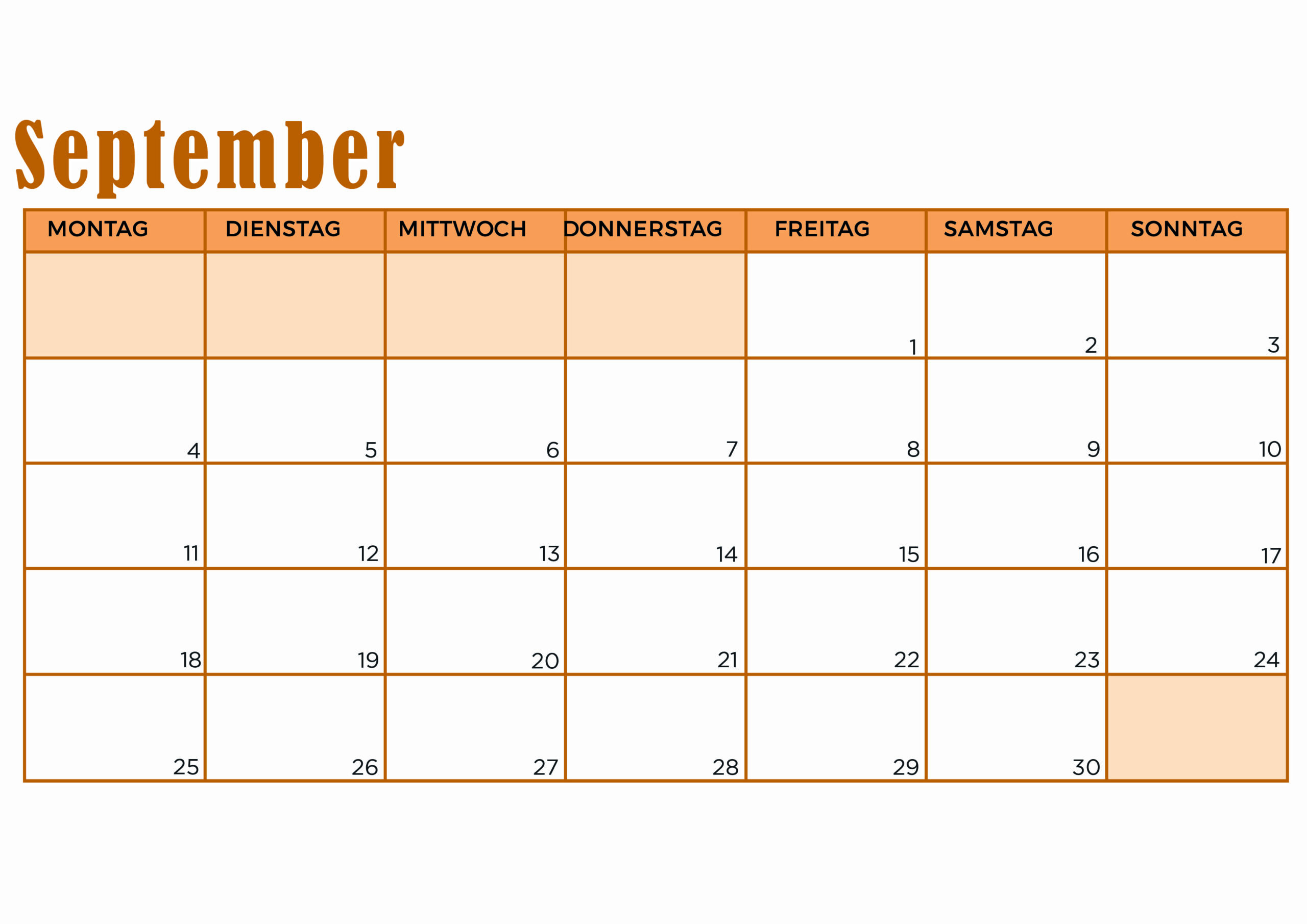 Kalender September 2023 zum Ausdrucken