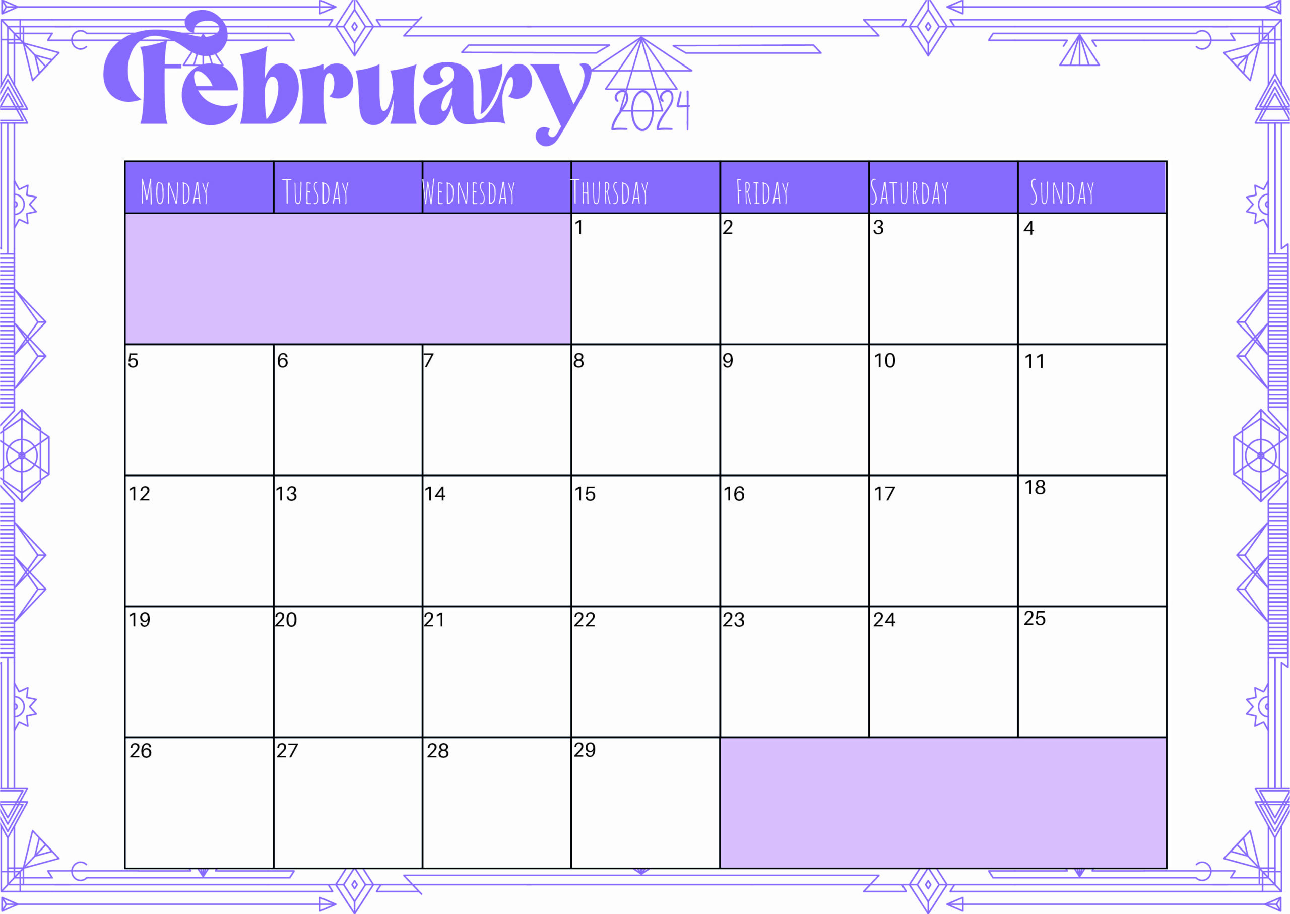 Printable February 2024 Calendar