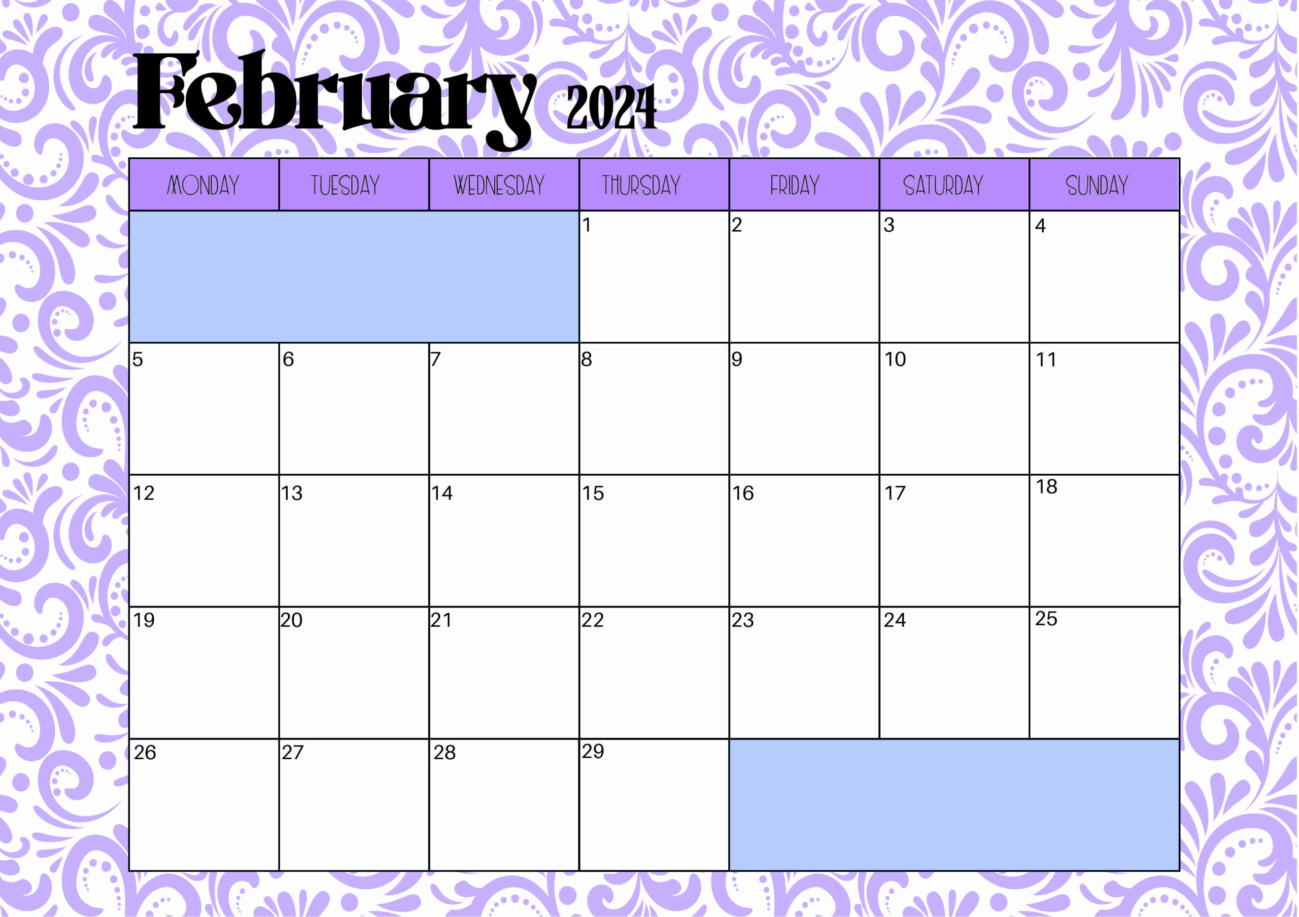 Printable February 2024 Calendar in PDF