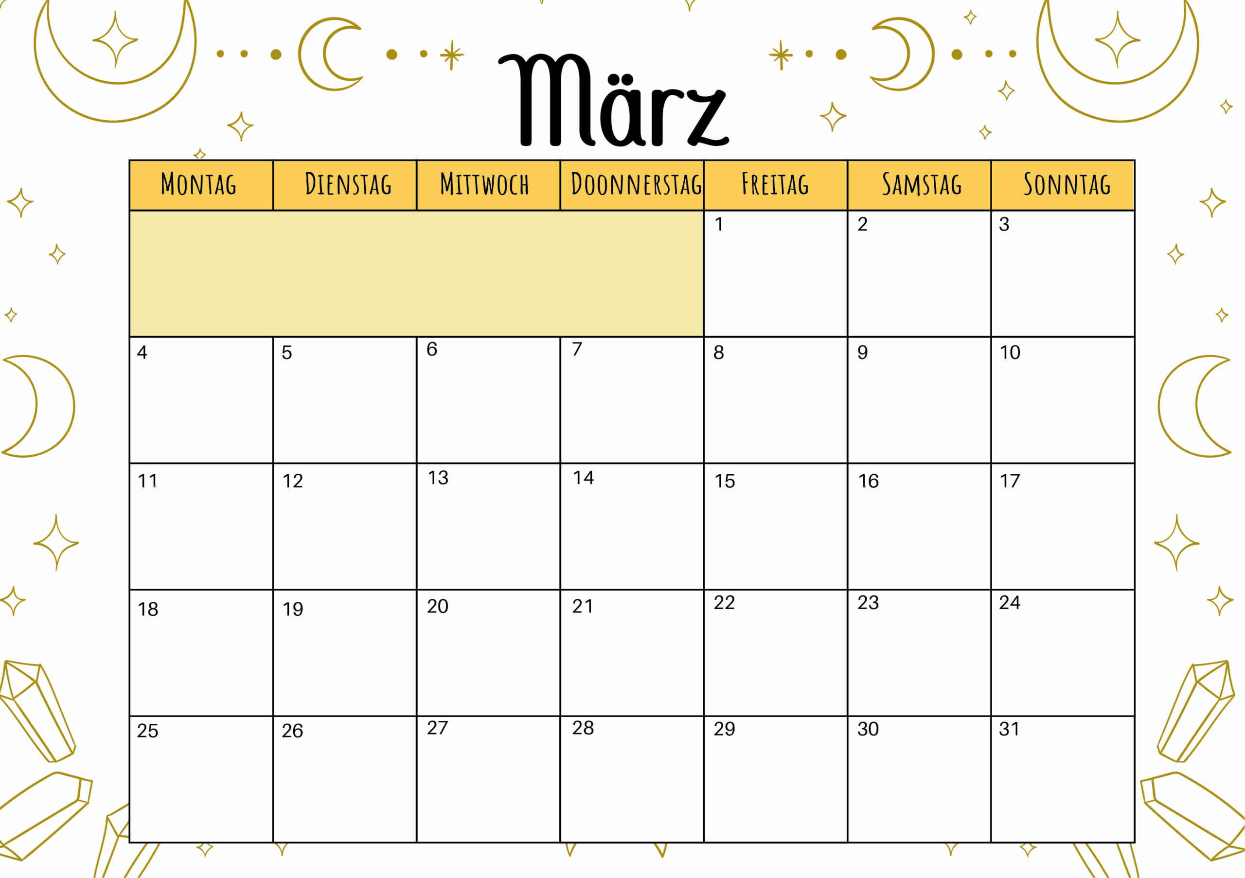 Kalender März 2024 zum Ausdrucken im PDF