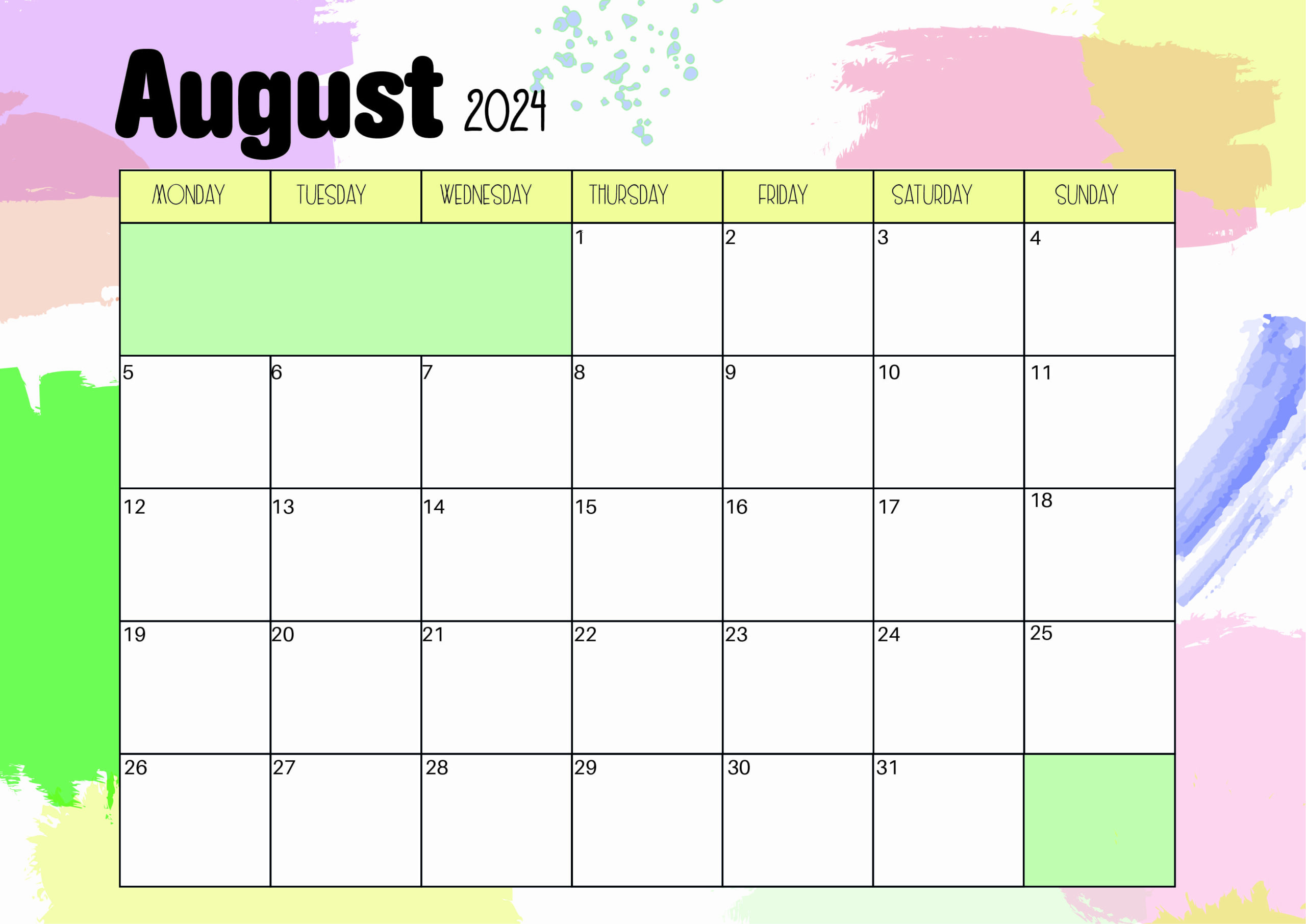 August 2024 Calendar for Printing